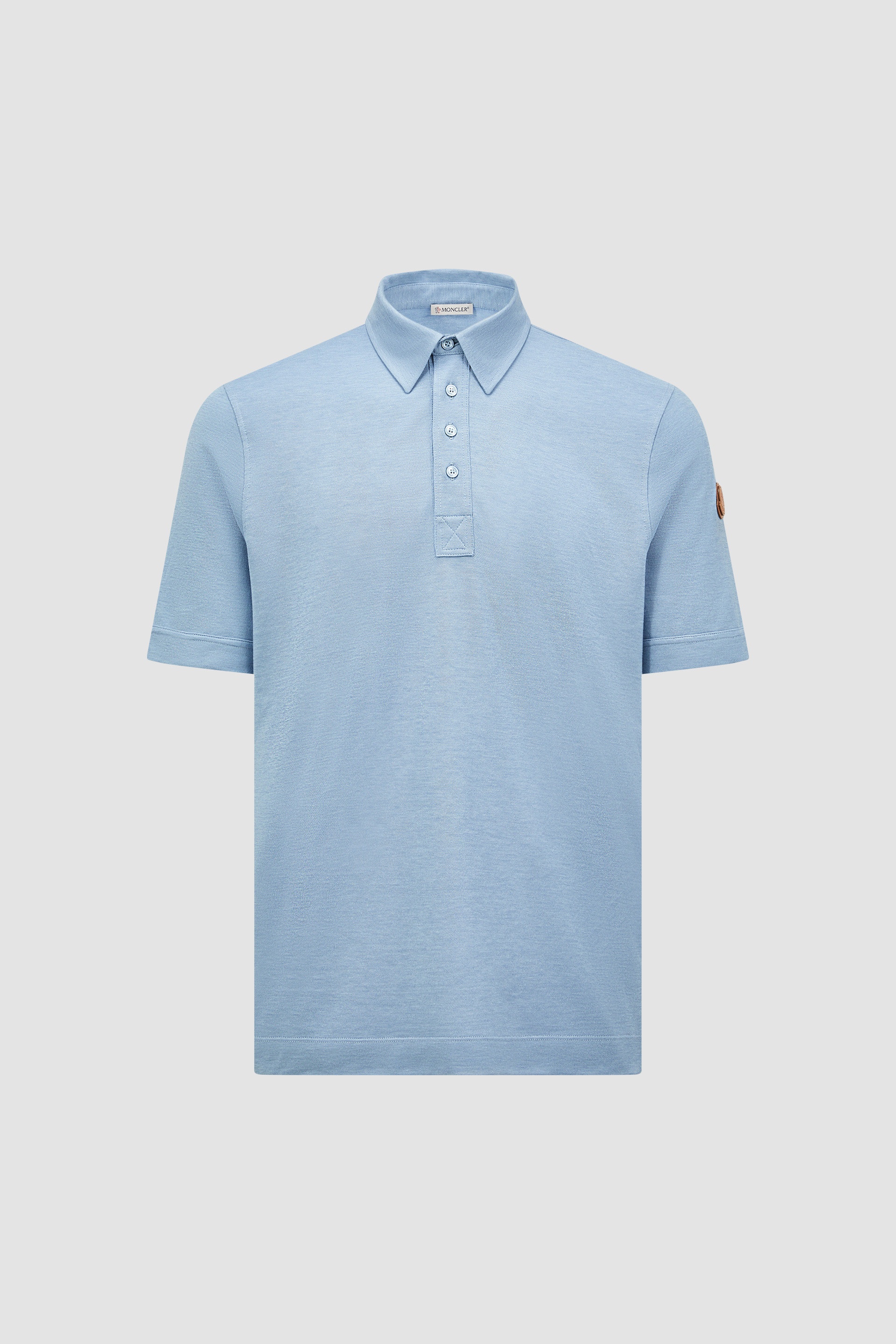 Double Leather Logo Cotton Polo Shirt - 1