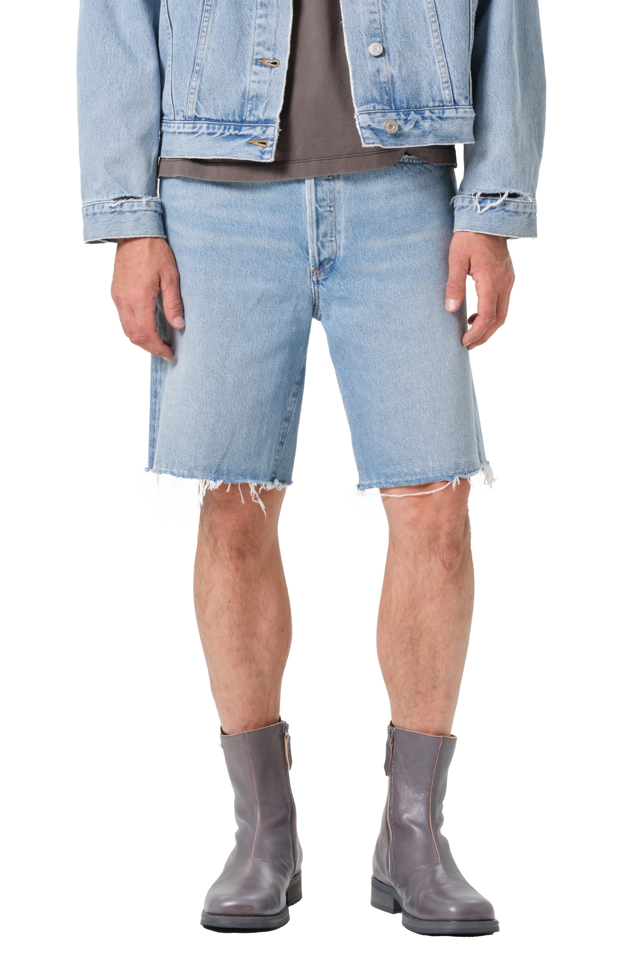 AGOLDE Anson Raw Hem Denim Shorts in Force at Nordstrom - 1