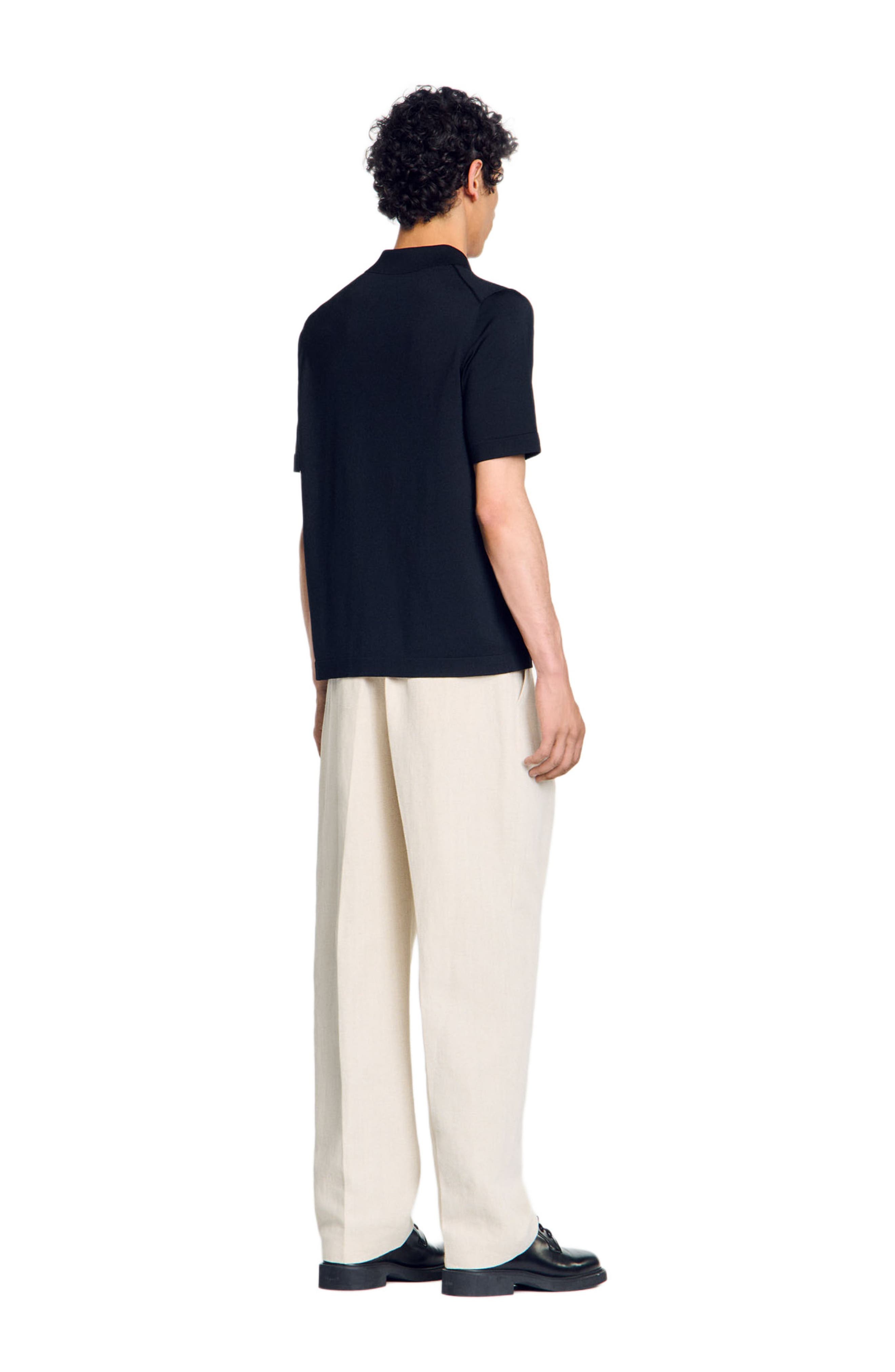 SANDRO Knitted polo shirt with zip collar in Fonte at Nordstrom - 2