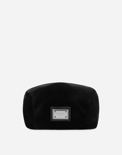 Dolce & Gabbana Stretch velvet flat cap with logo tag outlook