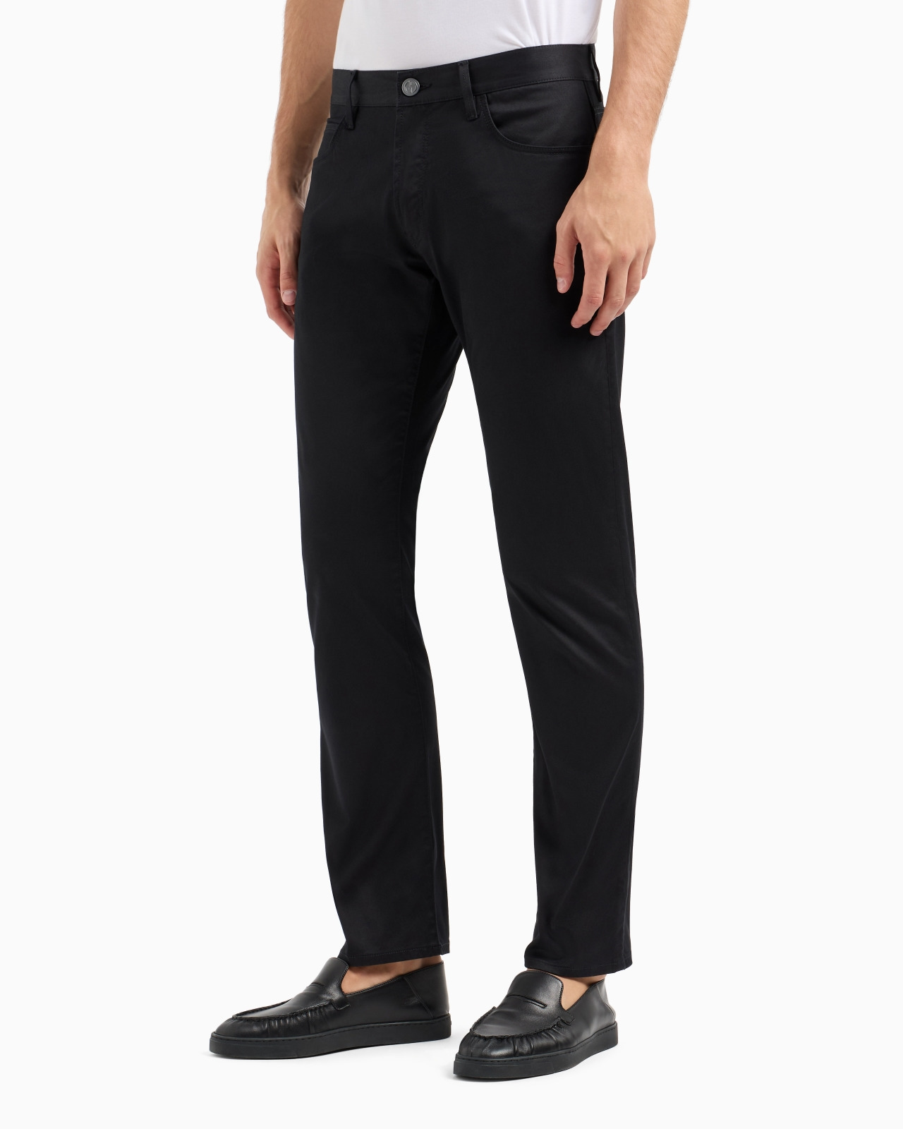 Regular-fit, five-pocket trousers in stretch cotton - 4
