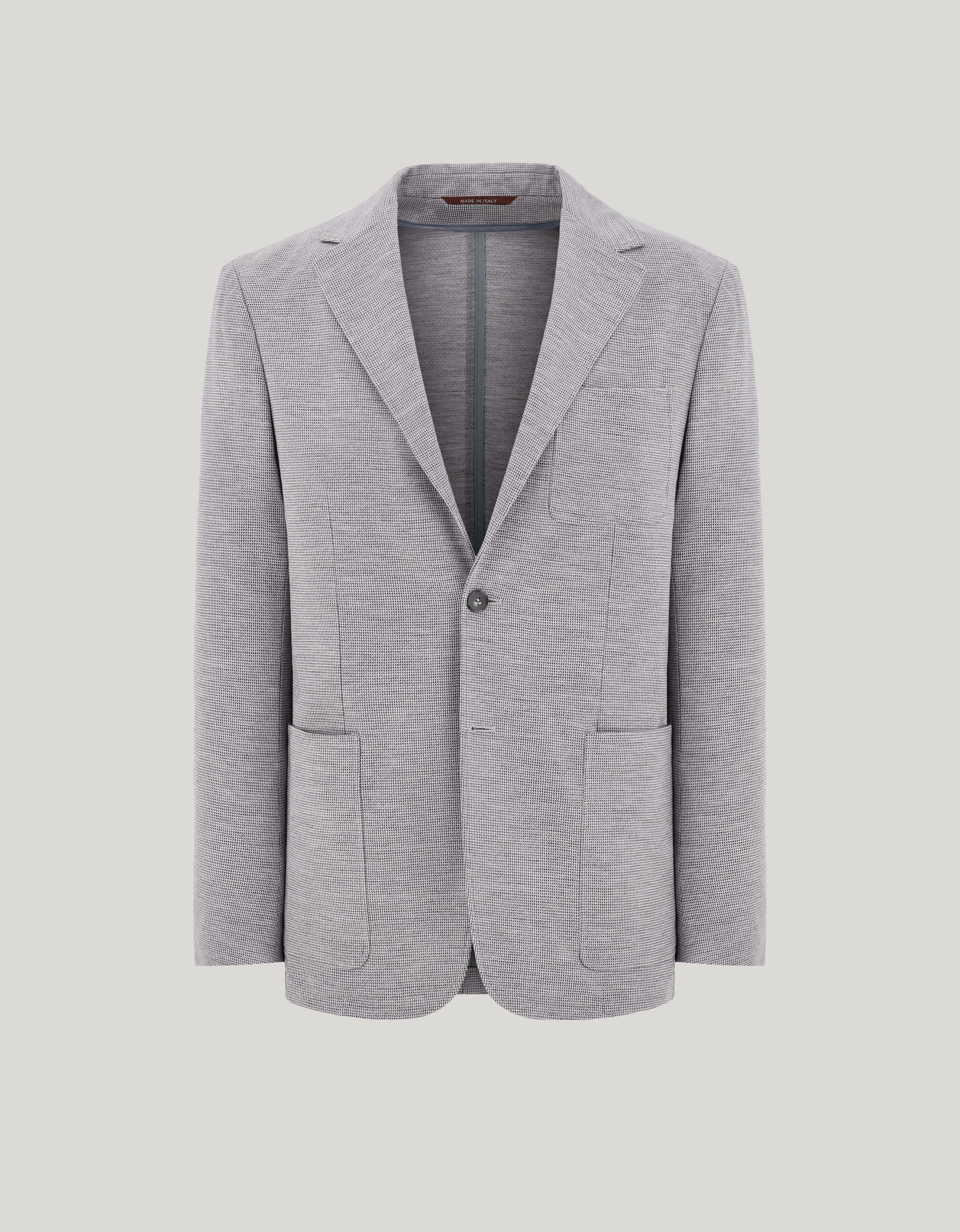 GRAY WOOL AND LYOCELL BLEND JERSEY JACKET - 1