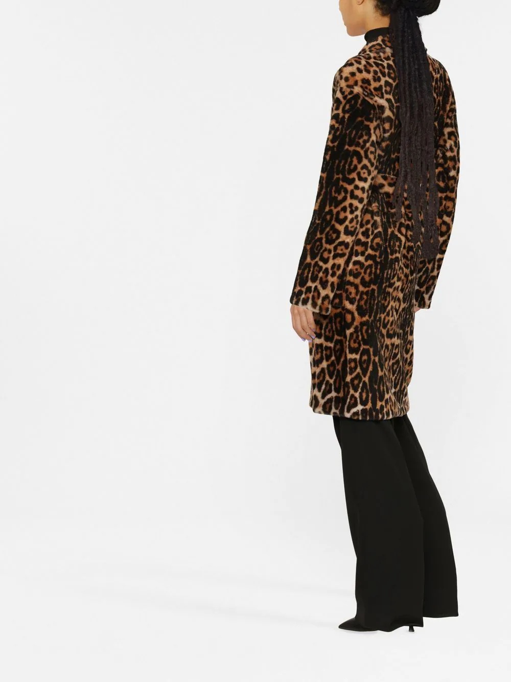 leopard print belted coat - 4