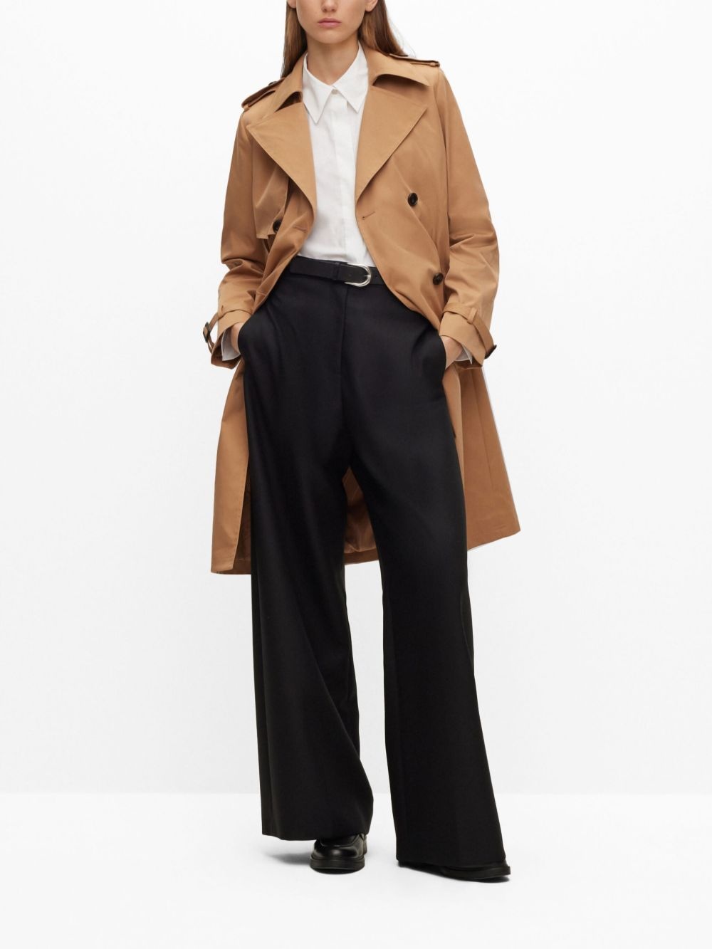 belted double-breasted trench coat - 2