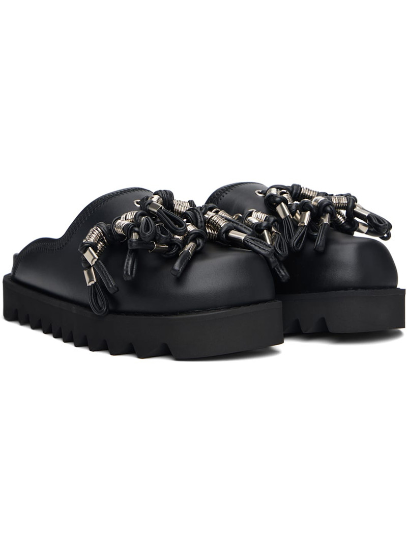 Black Beads Motif Sabot Slip-on Loafers 4
