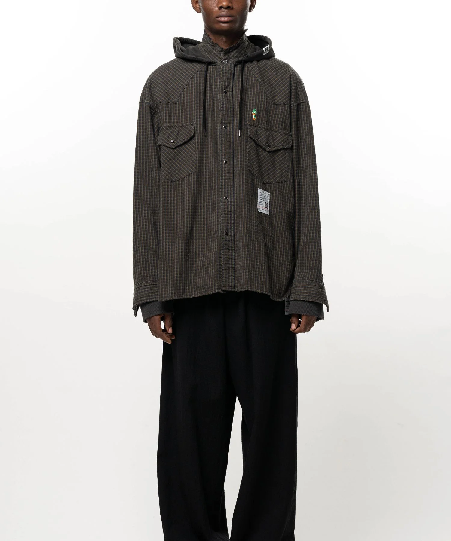 Hoodie Combine Checkered Shirt - 1
