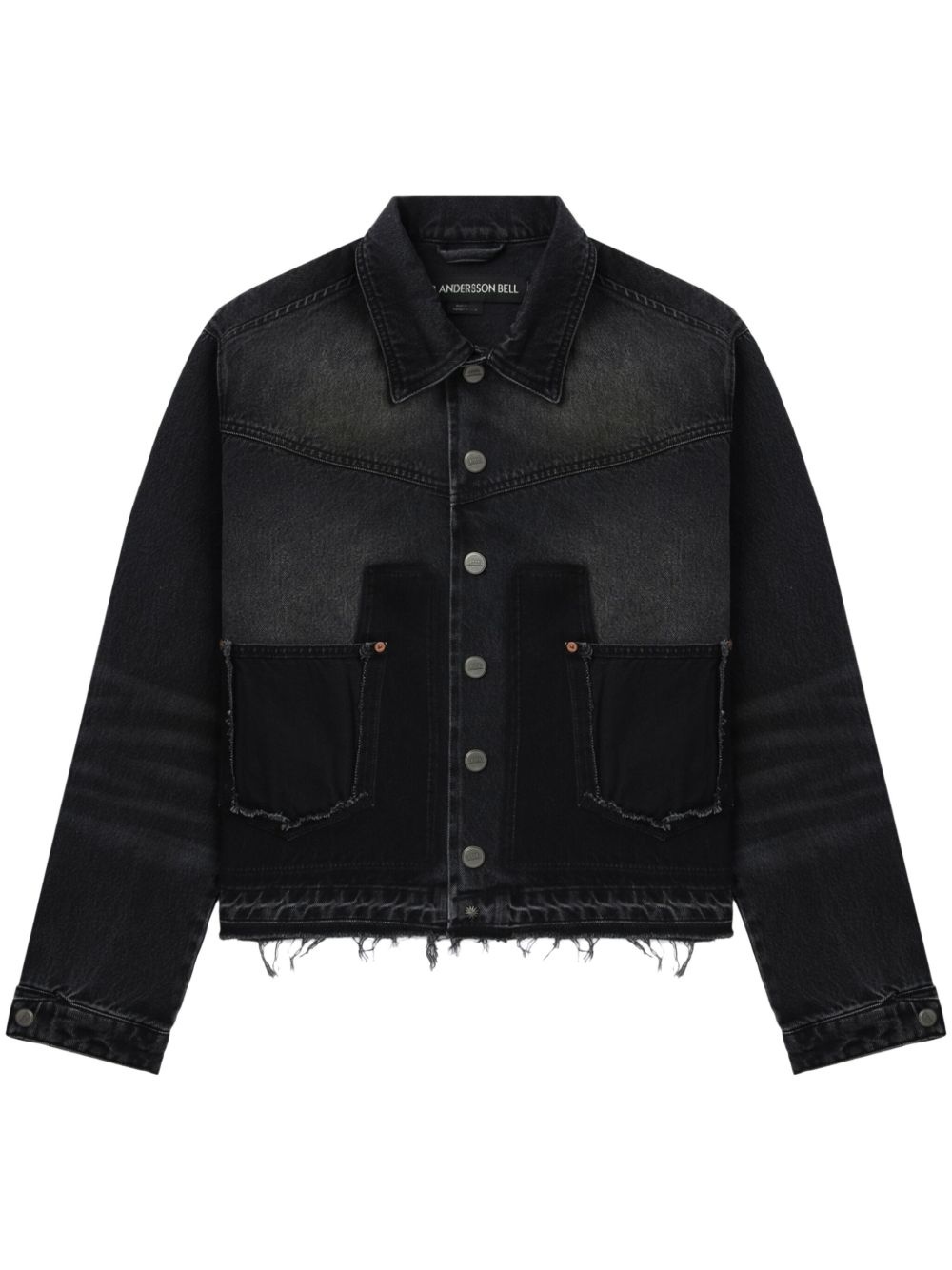unfinished-effect denim jacket - 1
