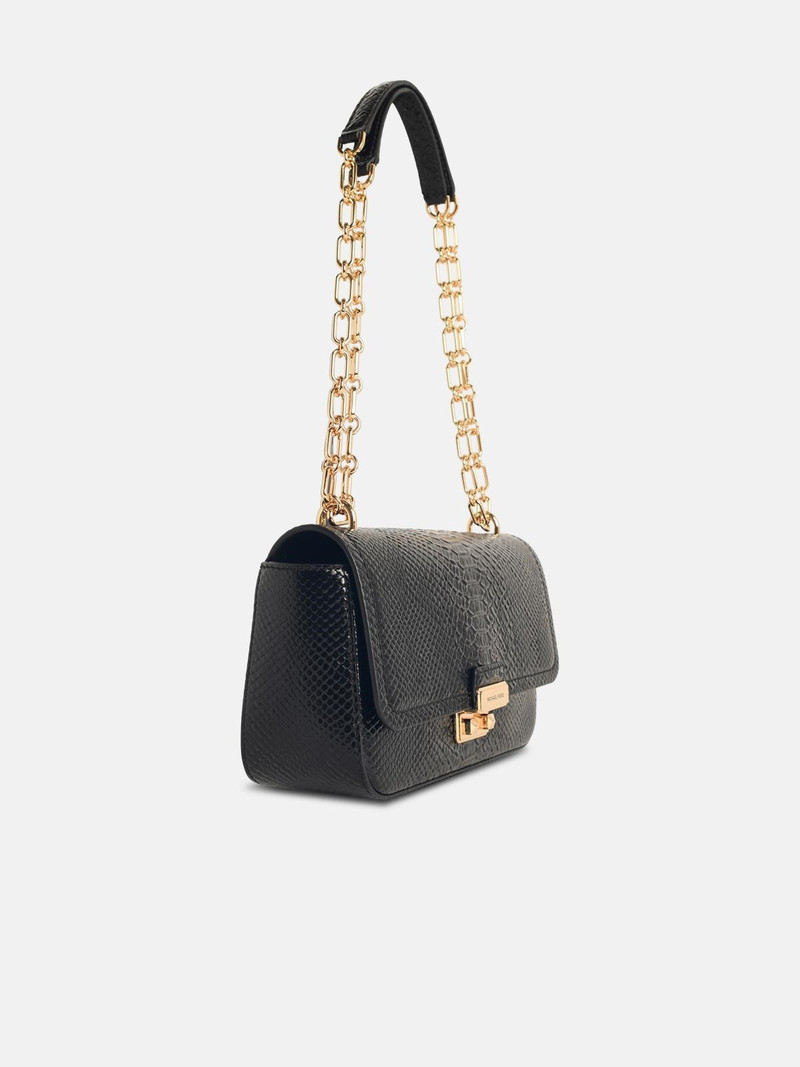 MICHAEL KORS TRIBECA' BLACK SNAKE PRINT LEATHER SHOULDER BAG outlook