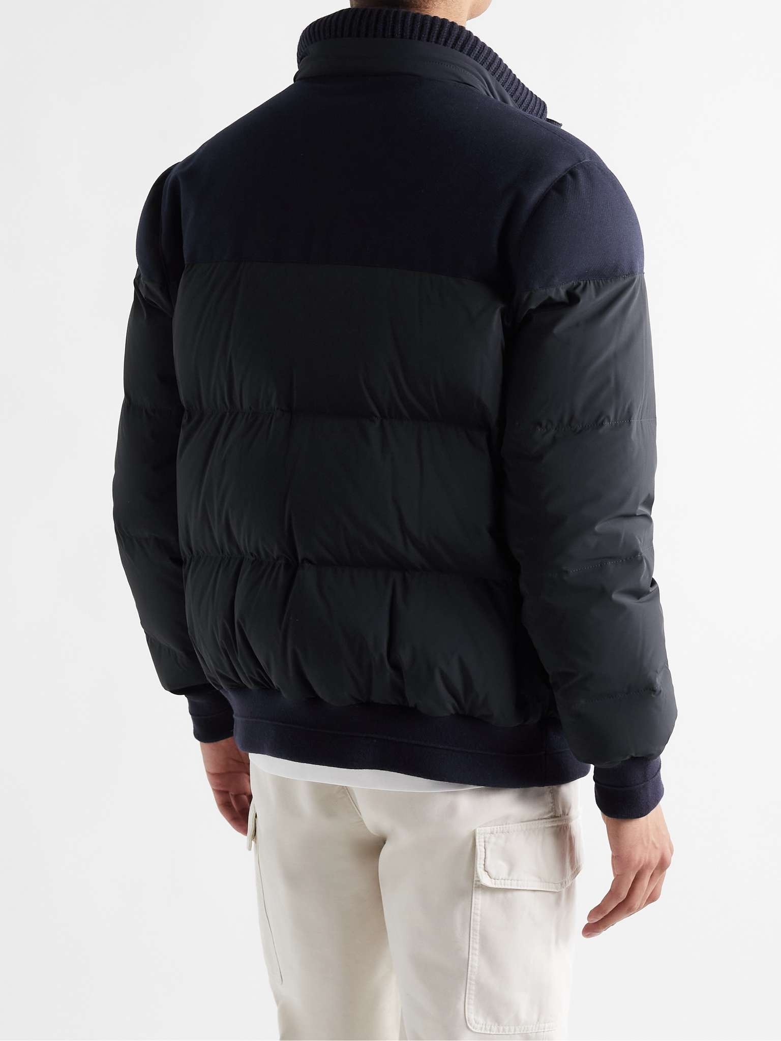 Flannel-Panelled Quilted Shell Down Jacket - 4