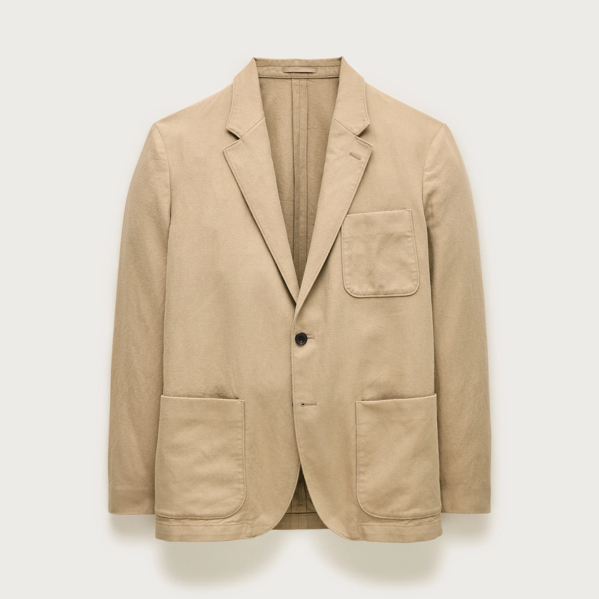 Relaxed-fit suit jacket in Italian cotton-linen twill blend - 1