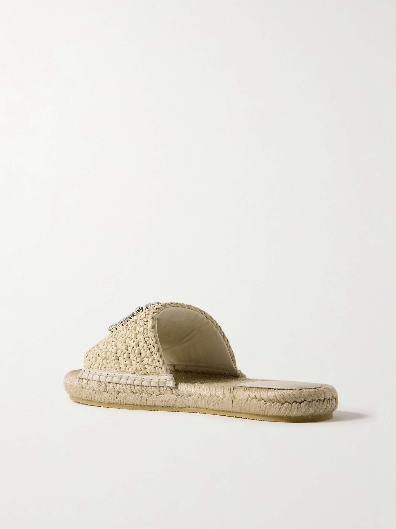 GUCCI Cora crystal-embellished raffia espadrille sandals