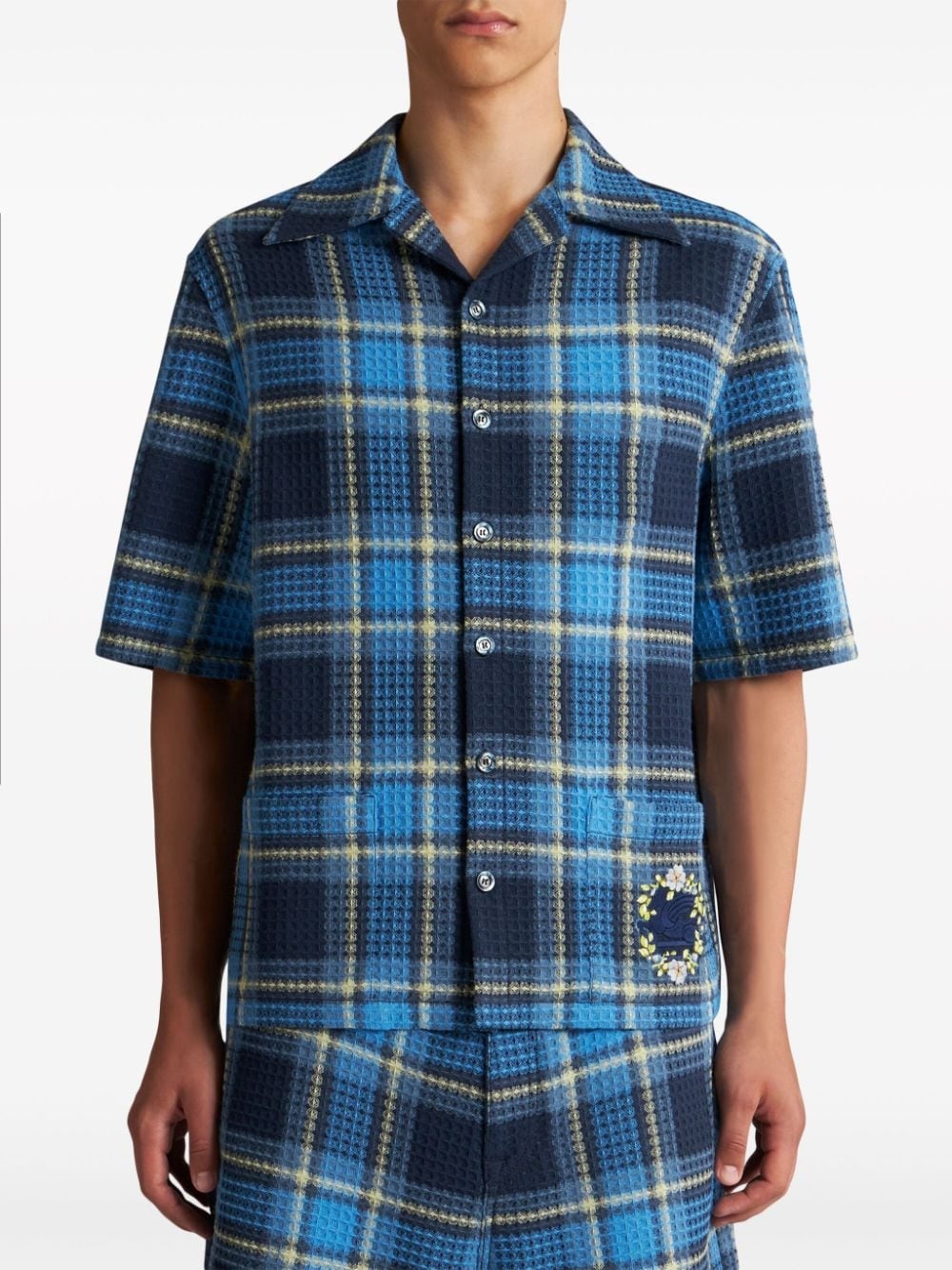 Pegaso-embroidered checked shirt - 2