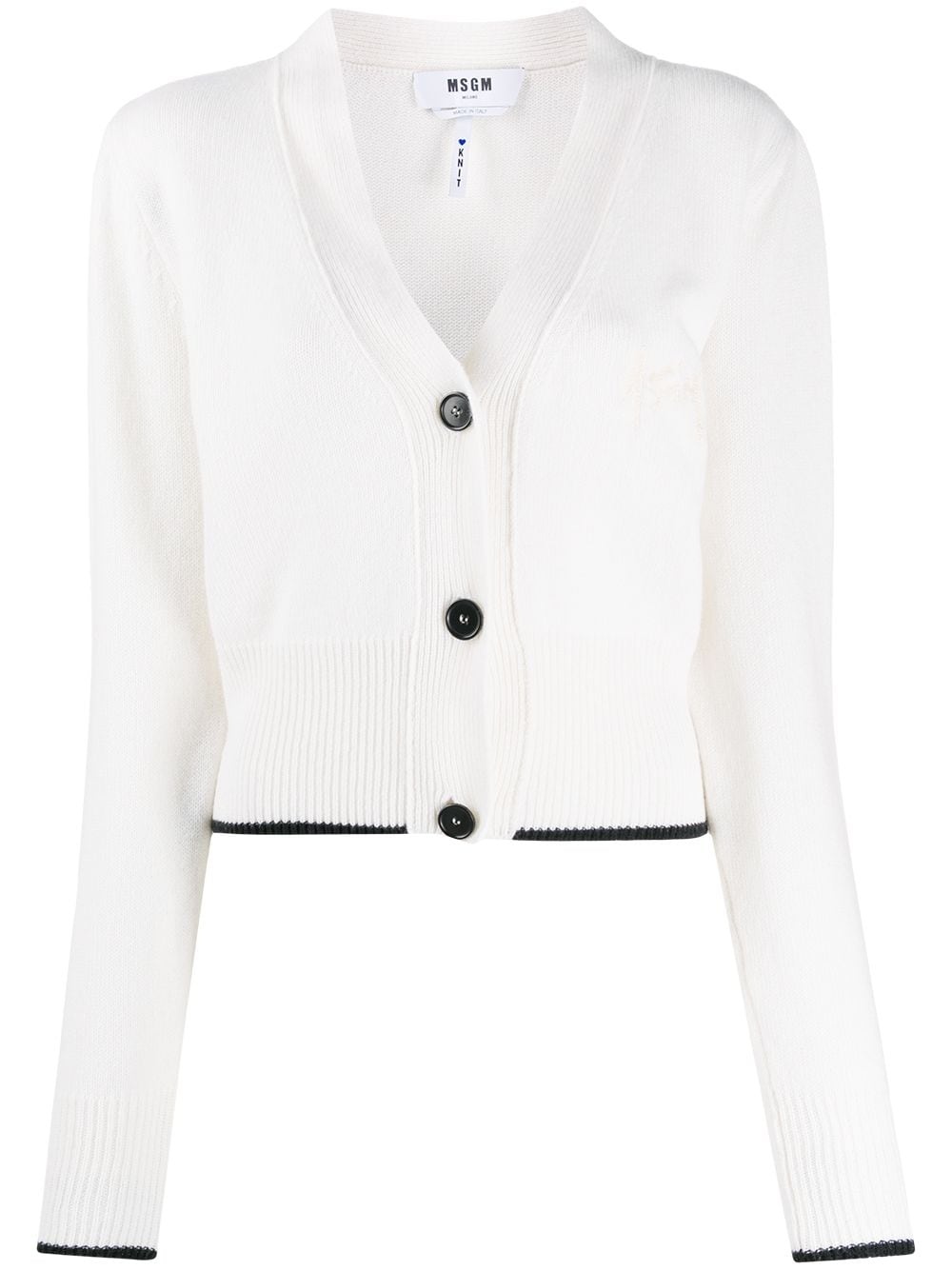 cropped cashmere-wool knit cardigan - 1