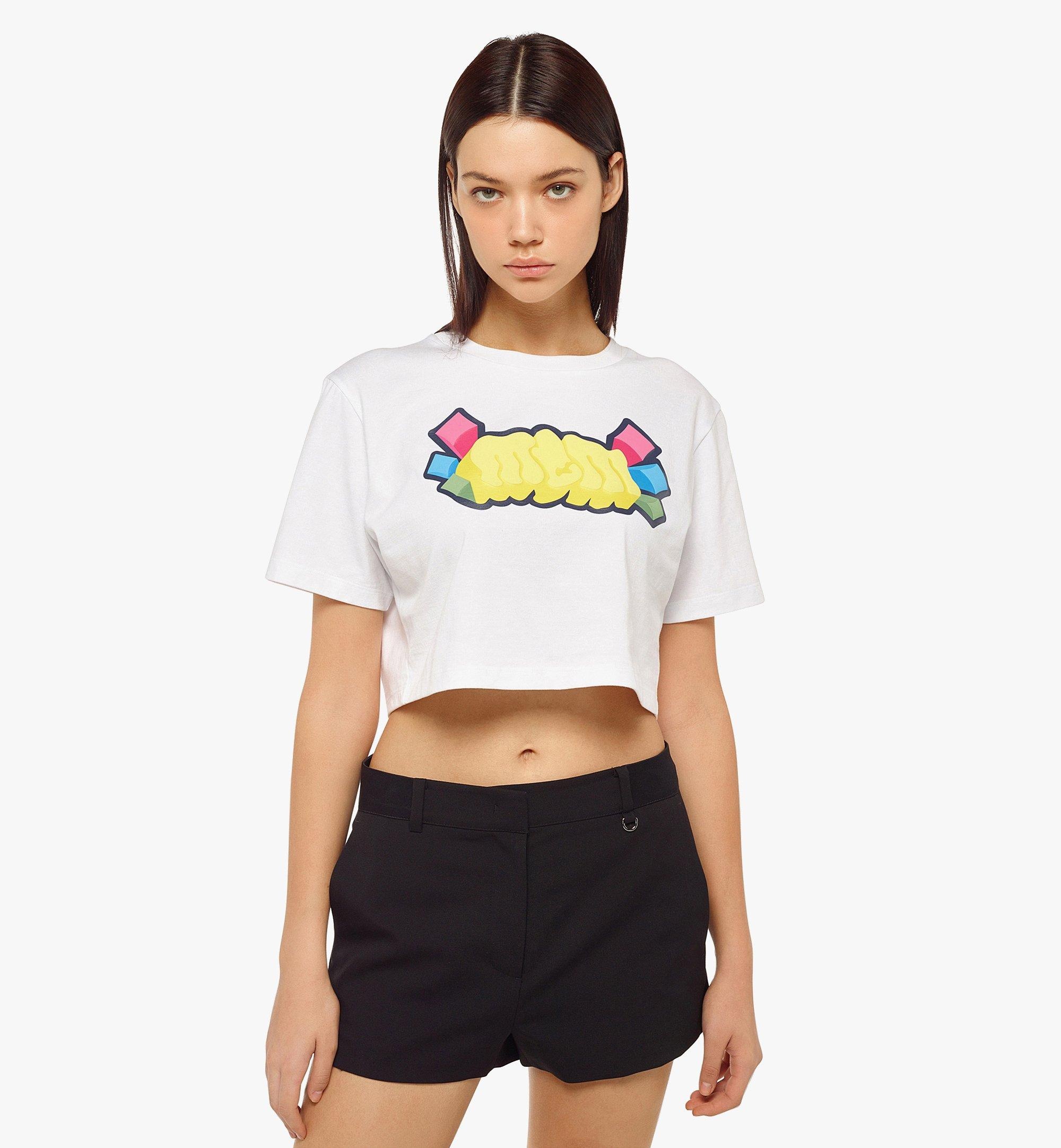 Women’s MCM Sommer Logo Print Cropped T-Shirt in Organic Cotton - 2