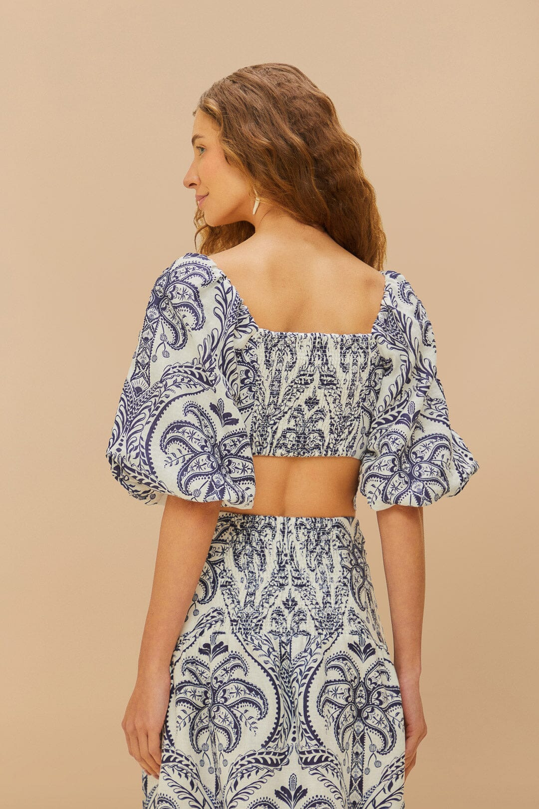 Off-White Tropical Cameo Euroflax™ Premium Linen Blouse - 4