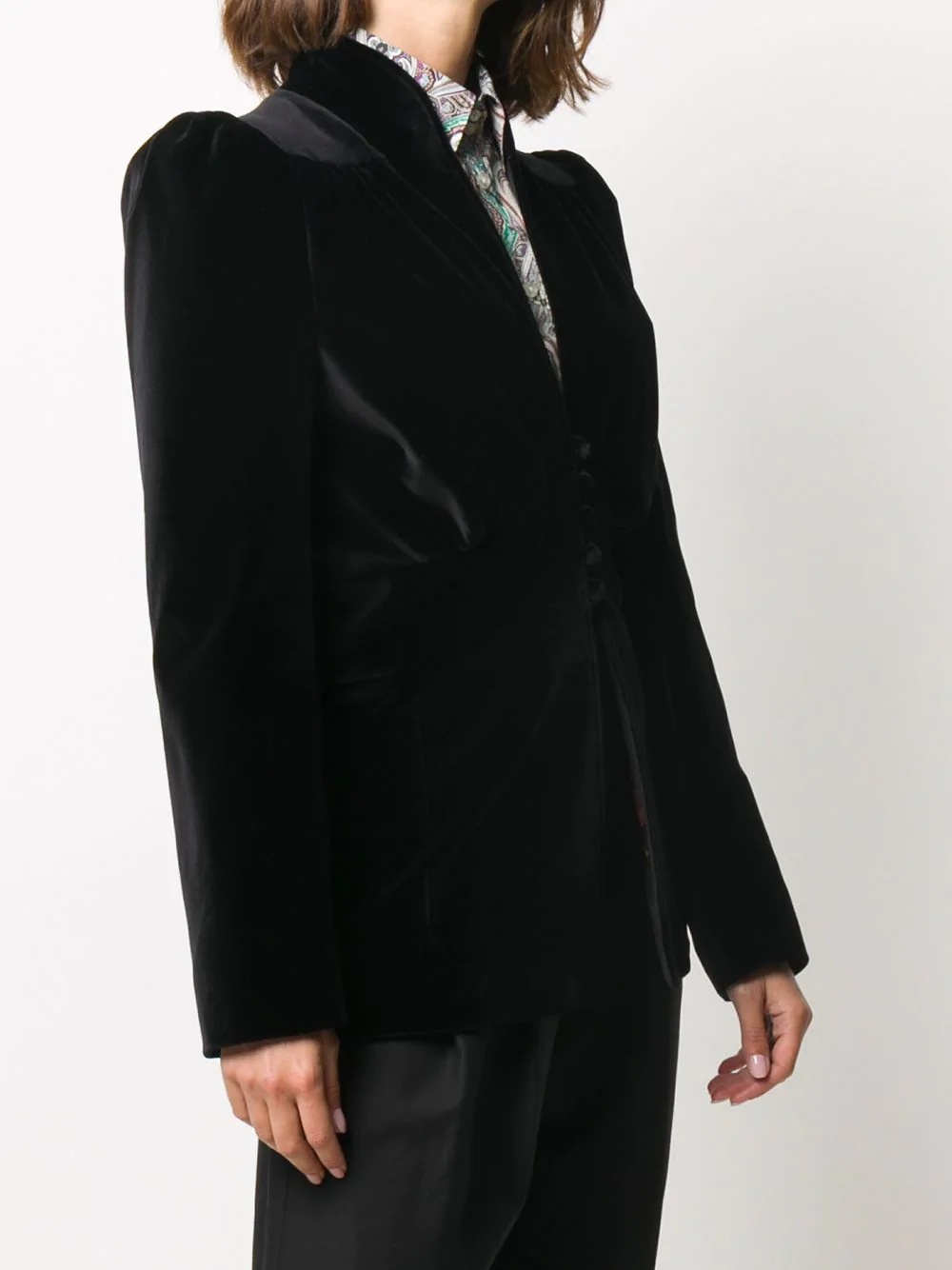 power shoulder satin jacket - 3