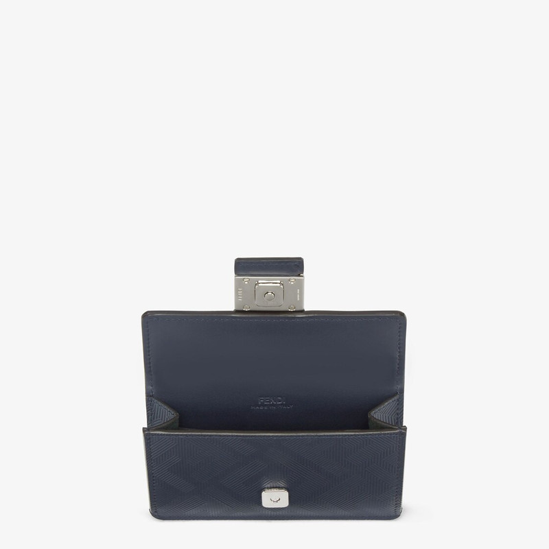 FENDI Baguette card holder with square flap and FF magnetic clasp. Can be worn on the waist. Made of blue  outlook