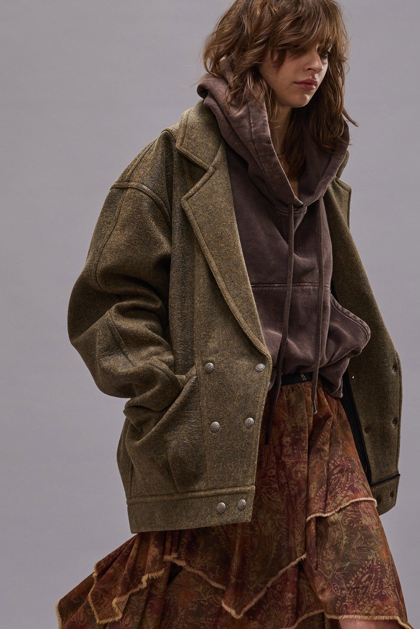 DOUBLE BREASTED JACKET - COATED WOOL - R13 - 2