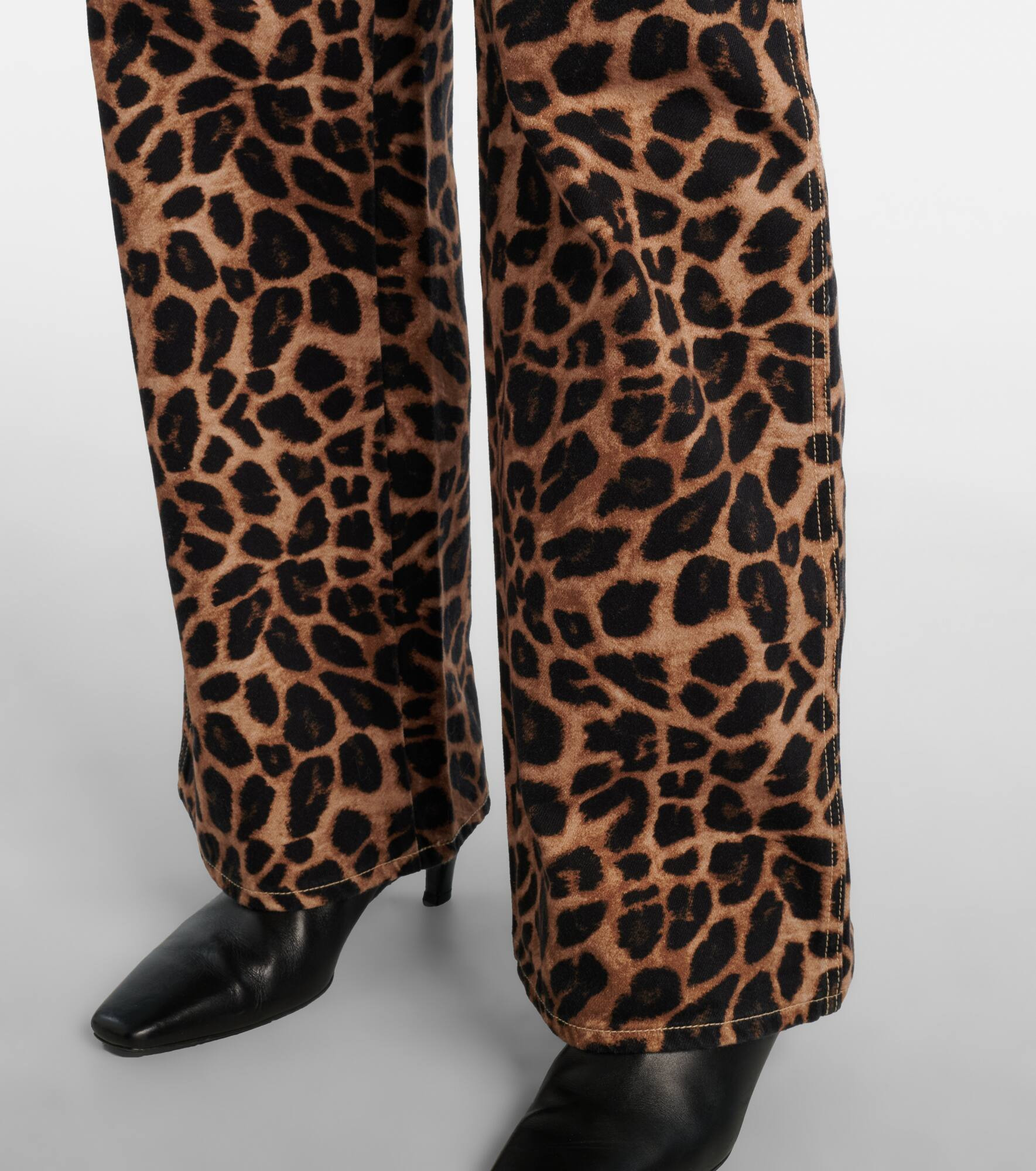 Leopard-print high-rise wide-leg pants - 5