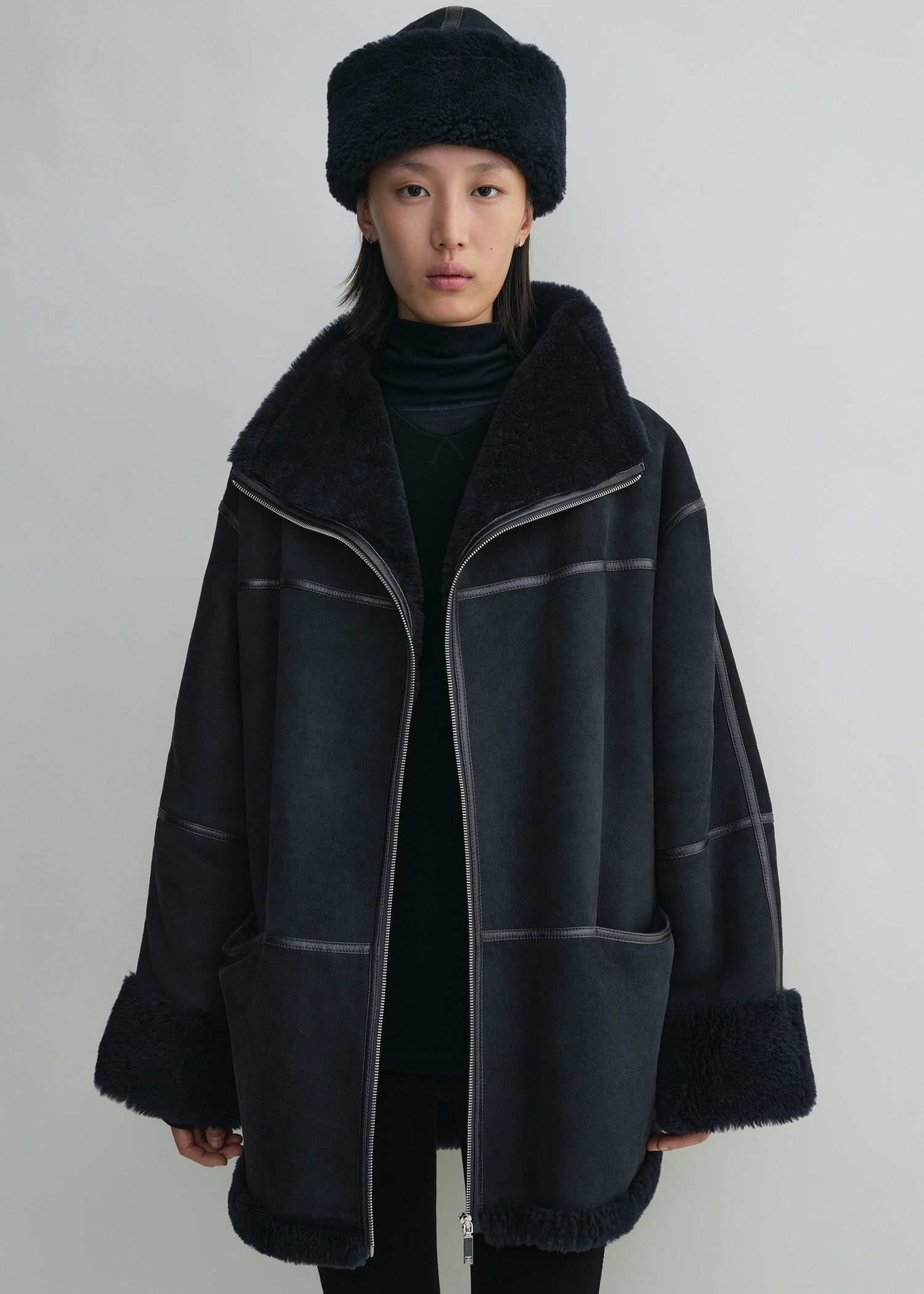 Signature shearling jacket navy - 6