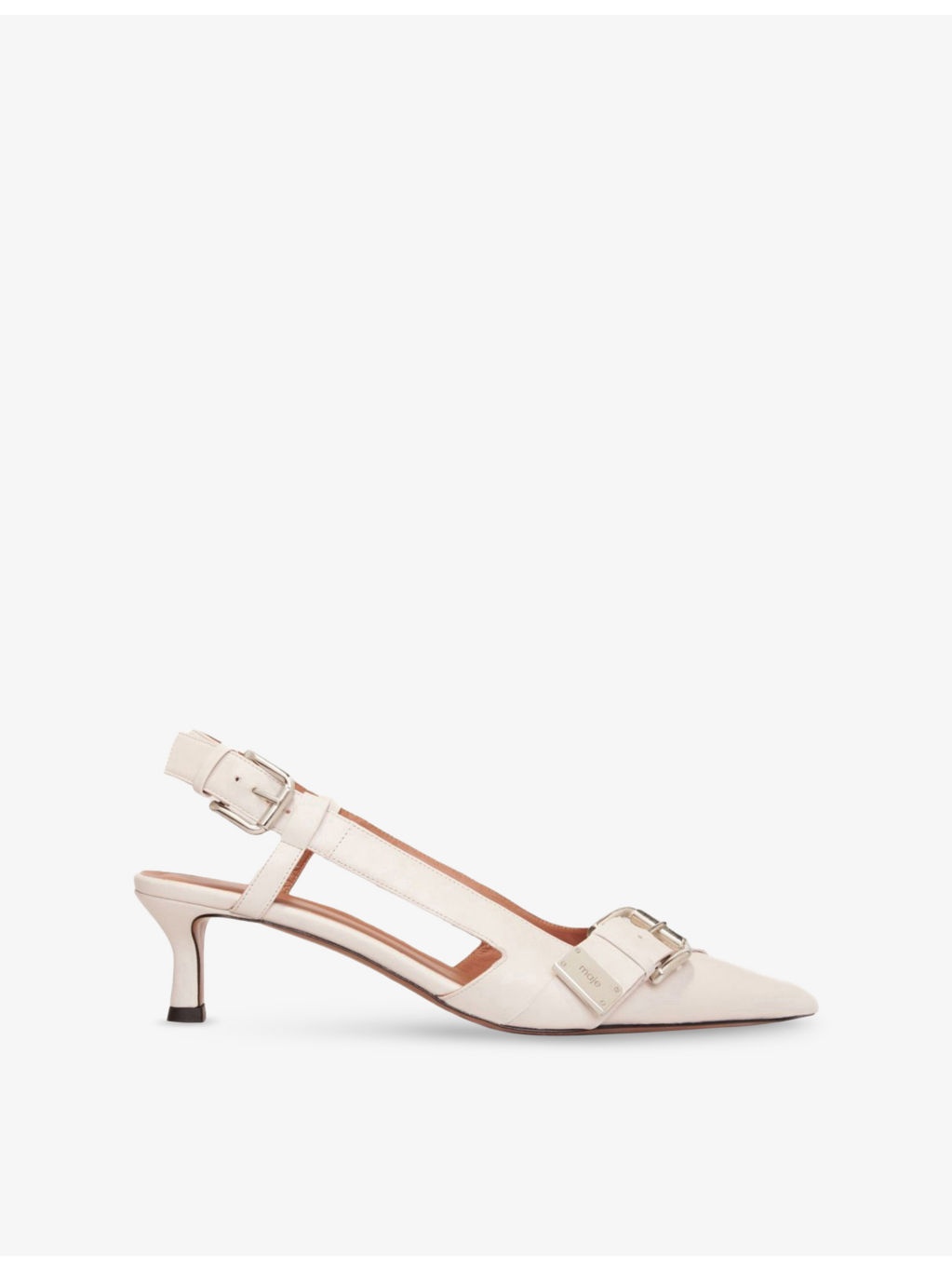Double-Buckle Slingback Heeled Leather Pumps - 1
