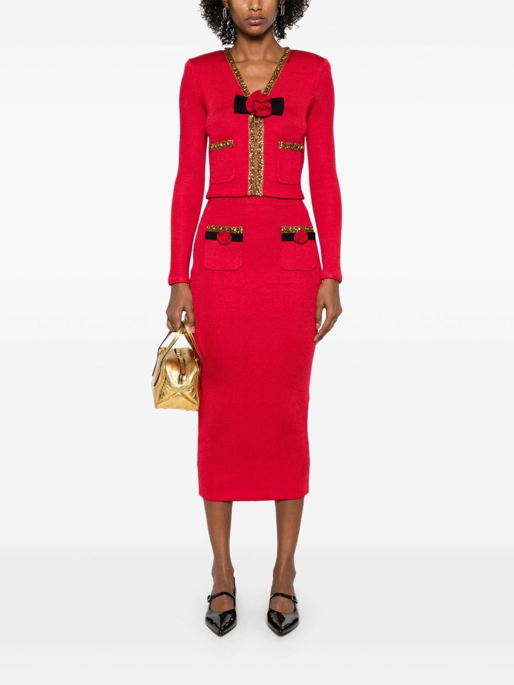knitted corsage midi skirt - 2