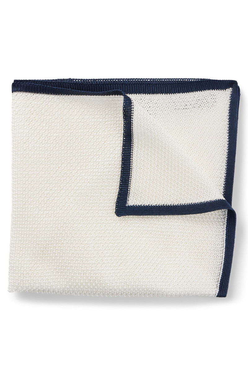 PIQUÉ-WOVEN POCKET SQUARE IN PURE SILK 1