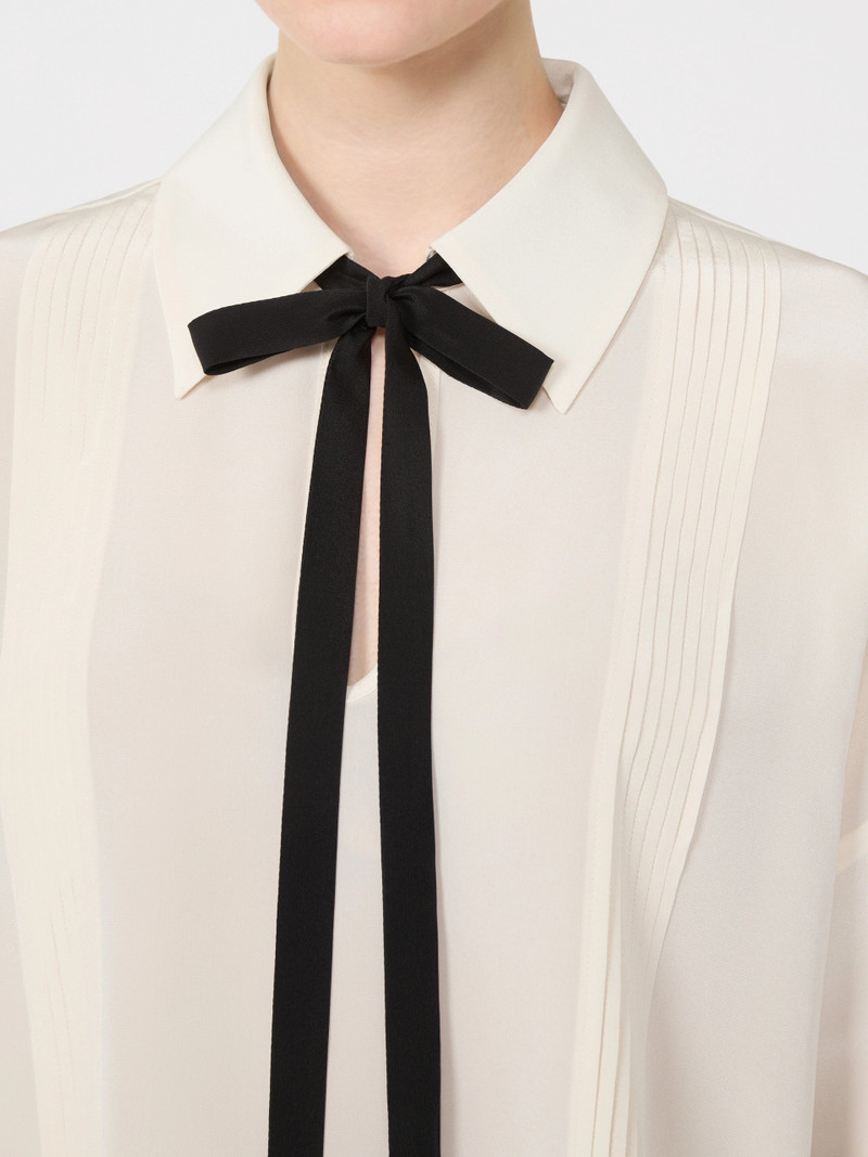 COLONO Silk blouse with bow tie - BEIGE 5