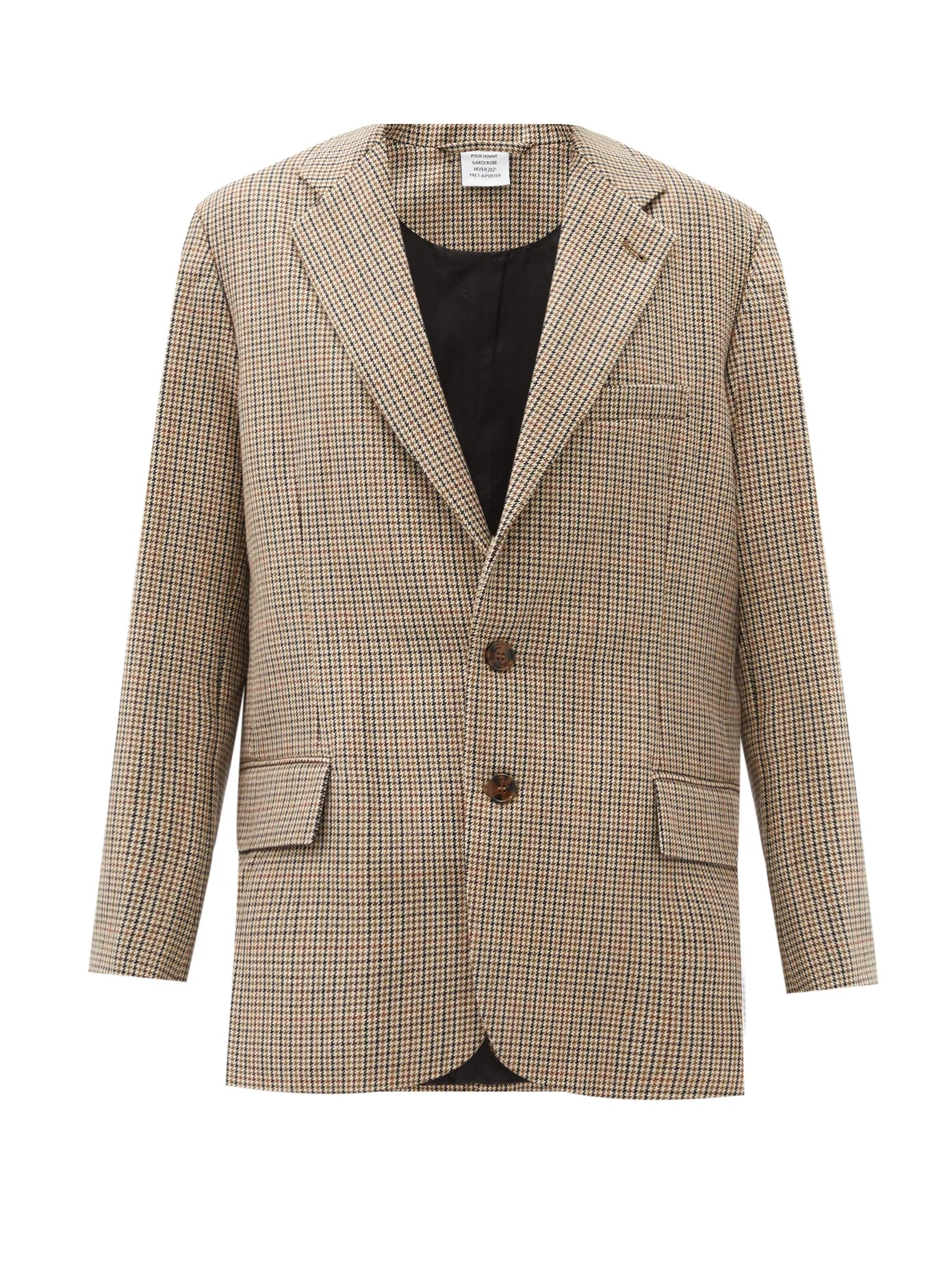 Cutaway-hem checked wool blazer - 1