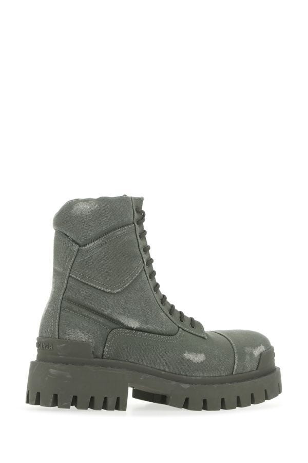 Grey canvas Combat Strike ankle boots - 3