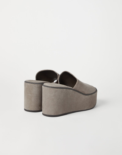 Brunello Cucinelli Suede wedges with precious welt outlook