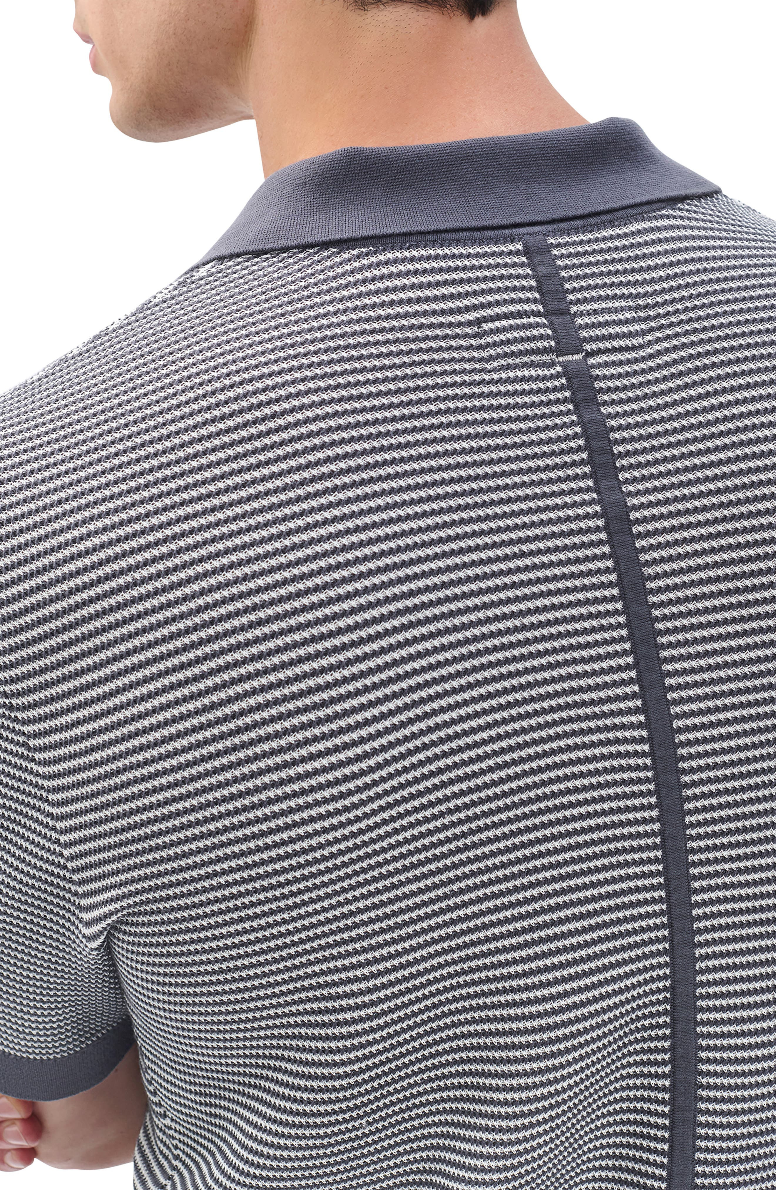 rag & bone Harvey Chevron Johnny Collar Polo in Wet Iron at Nordstrom - 5