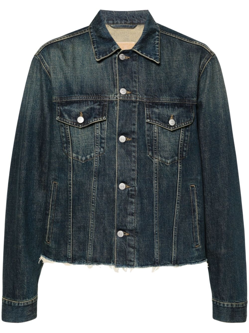 frayed-hem denim jacket - 1