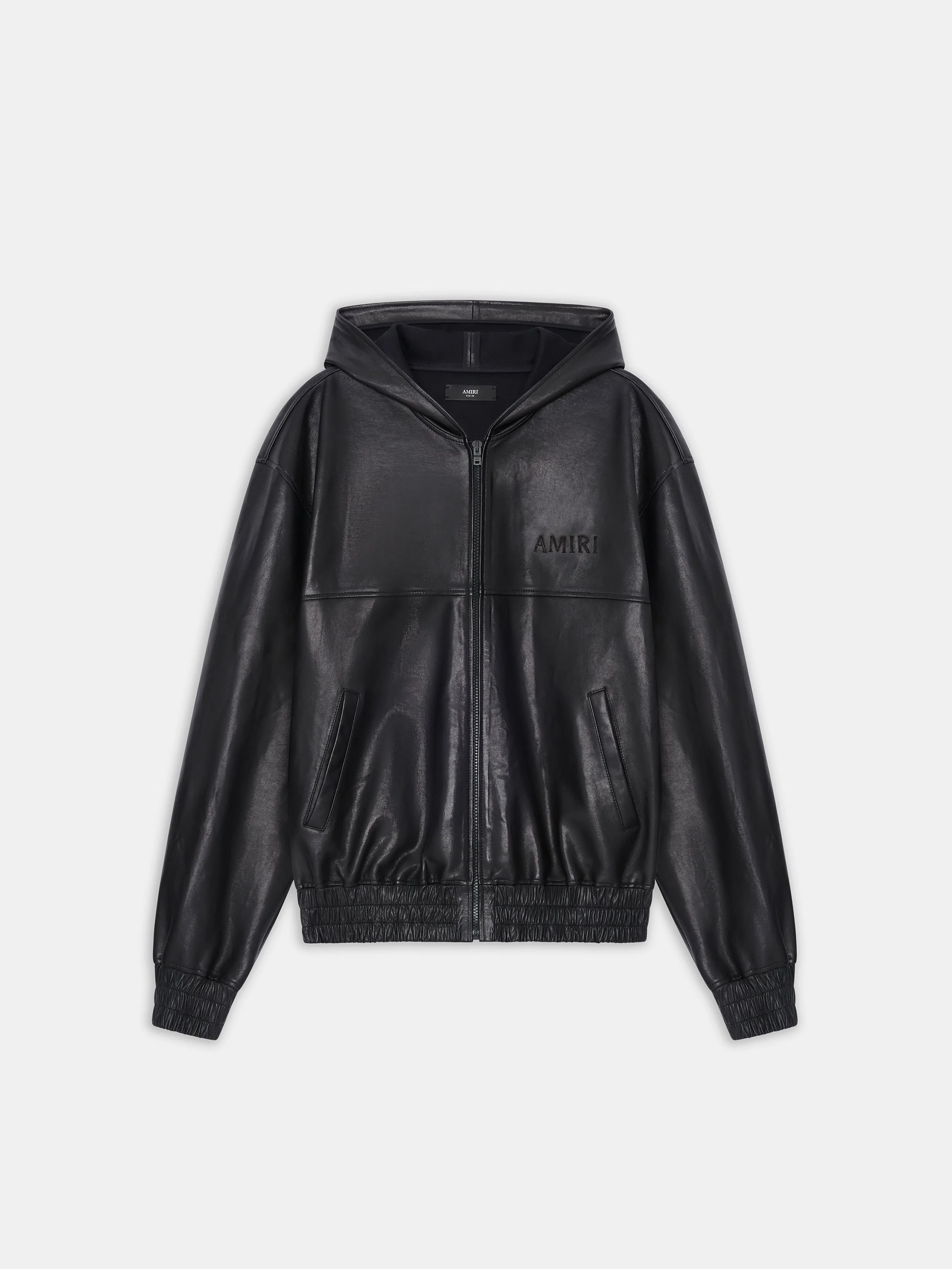LEATHER OVERSIZED ZIP HOODIE - 1