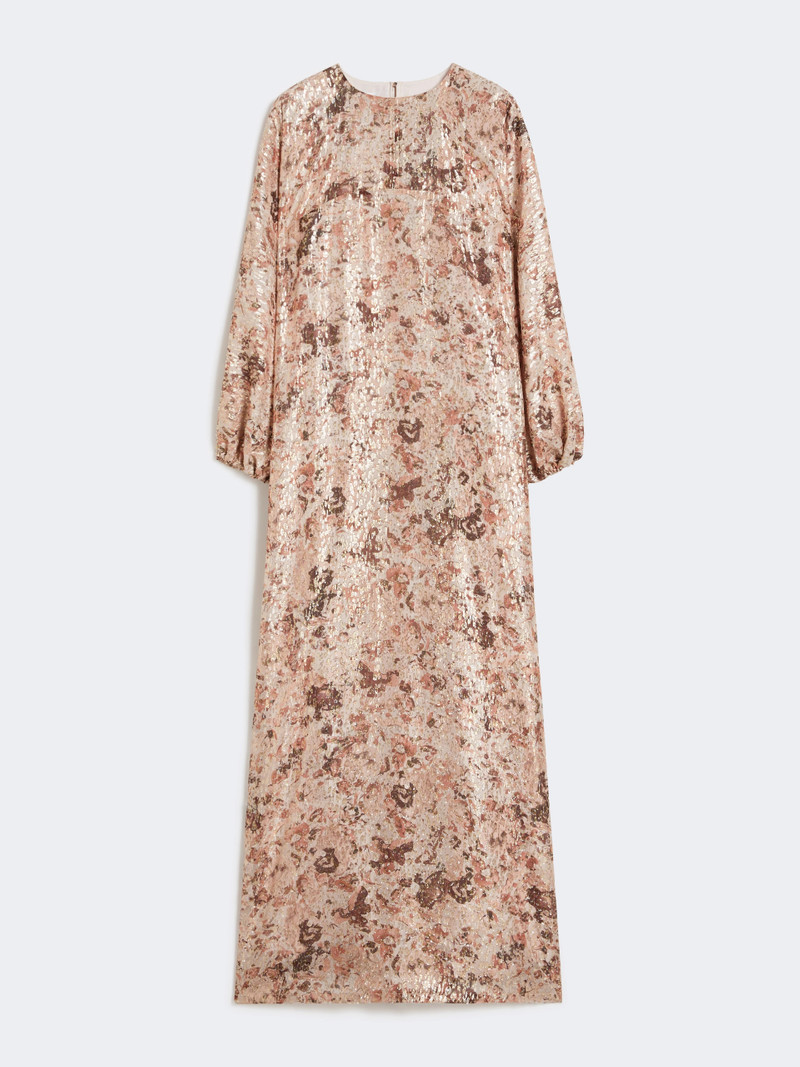 PASSO Long fil coupé and printed lamé dress - ROSE GOLD 1