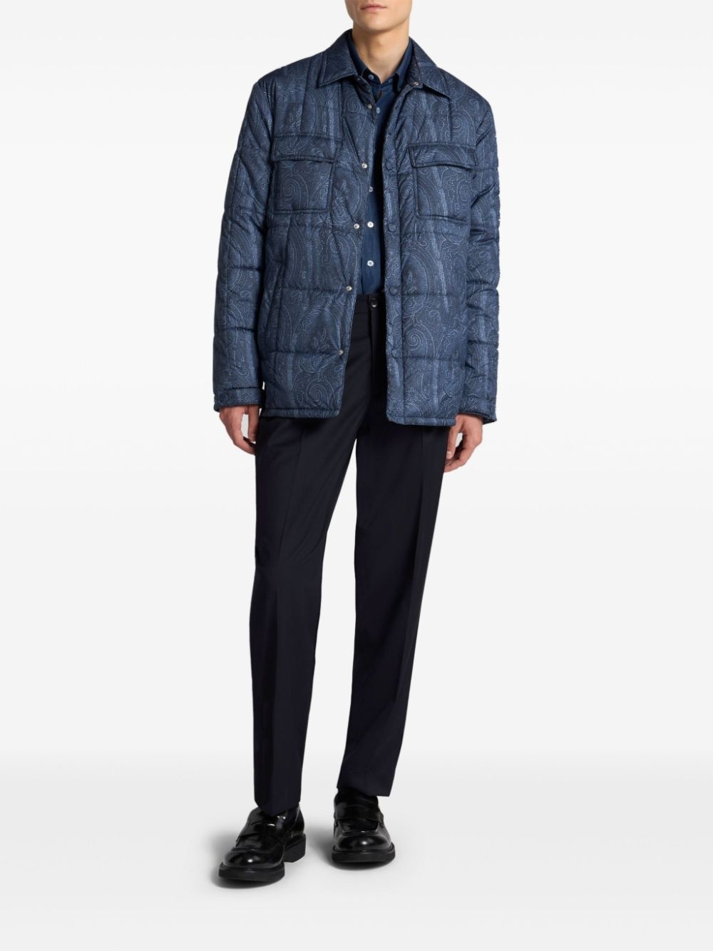 quilted printed shirt jacket - 2