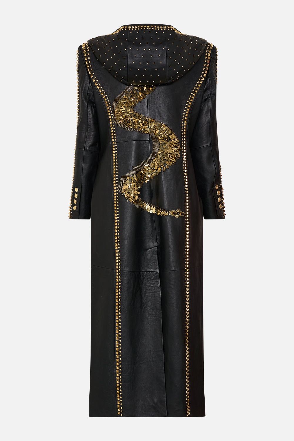 LONG LEATHER COAT WITH HOOD - 8