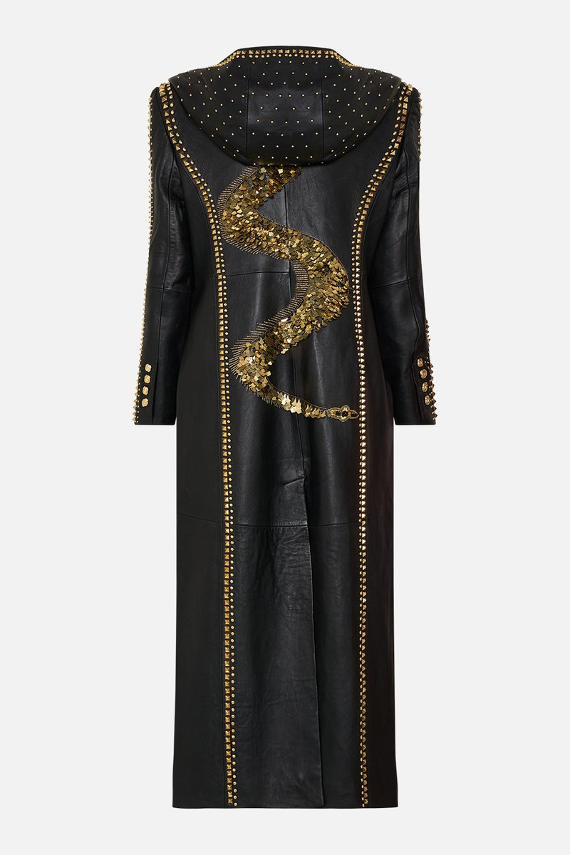 LONG LEATHER COAT WITH HOOD 8