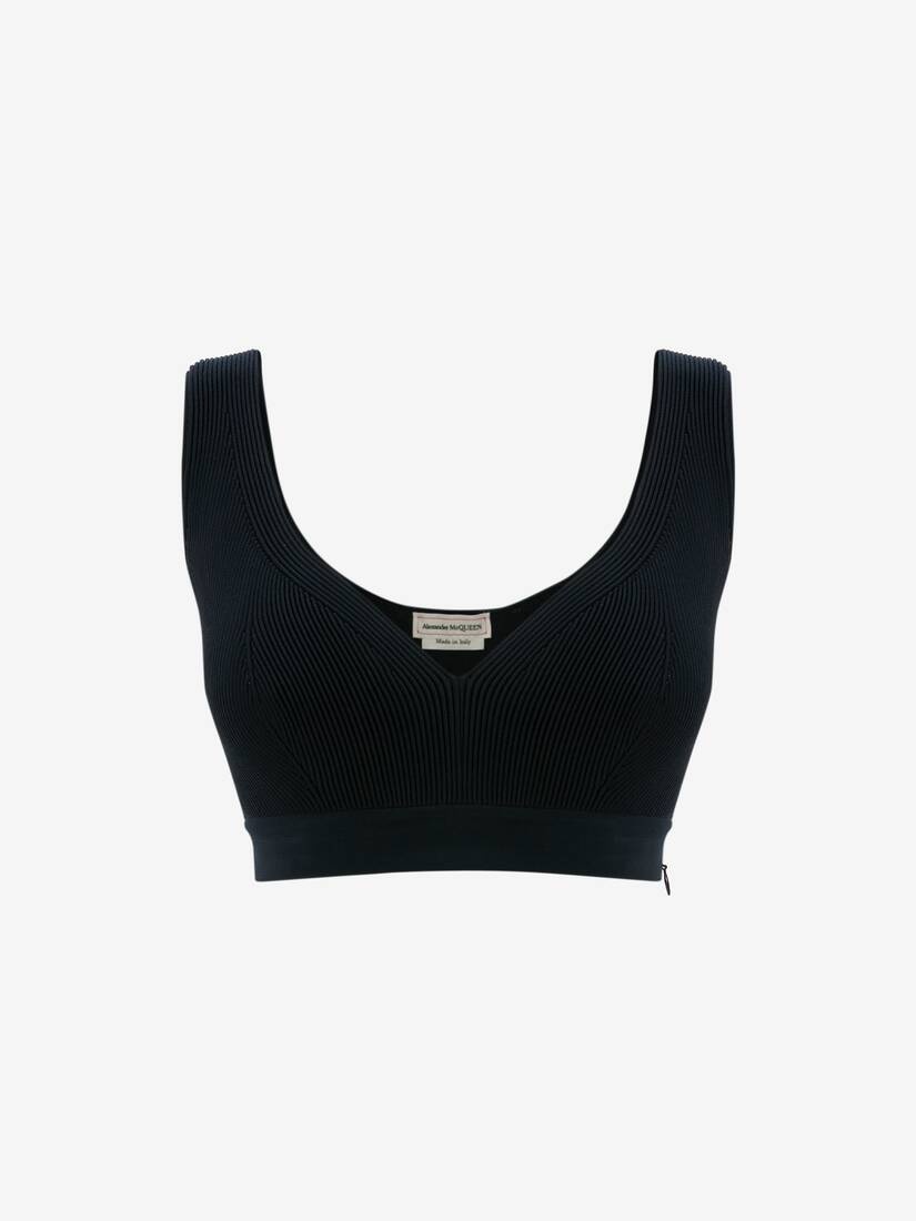 Ottoman Knit Bra Top in Navy - 1
