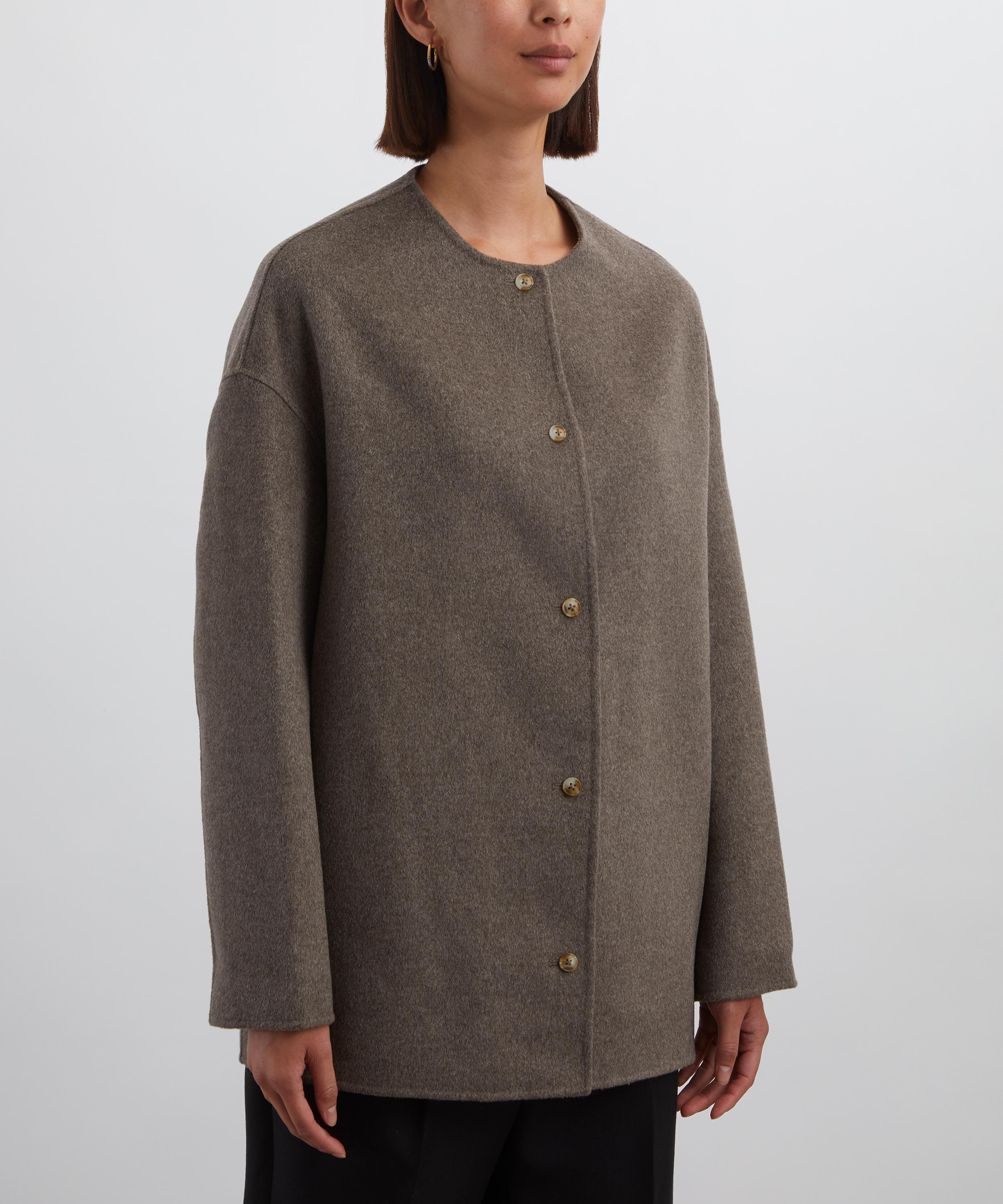 Dunne Wool-Cashmere Drap Short Coat - 3