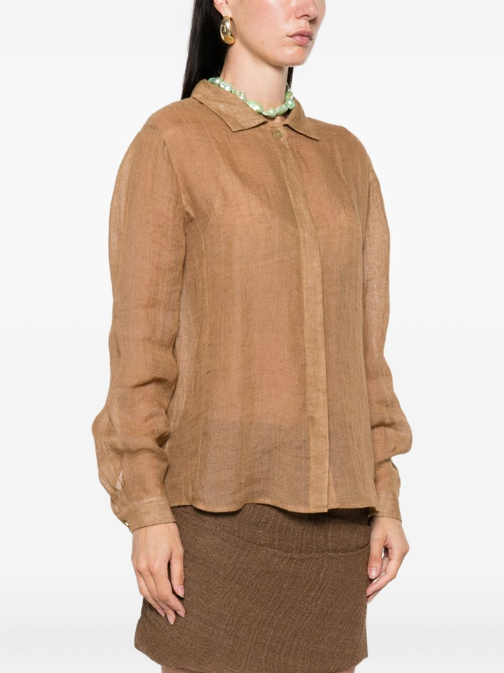 button-down linen shirt - 3