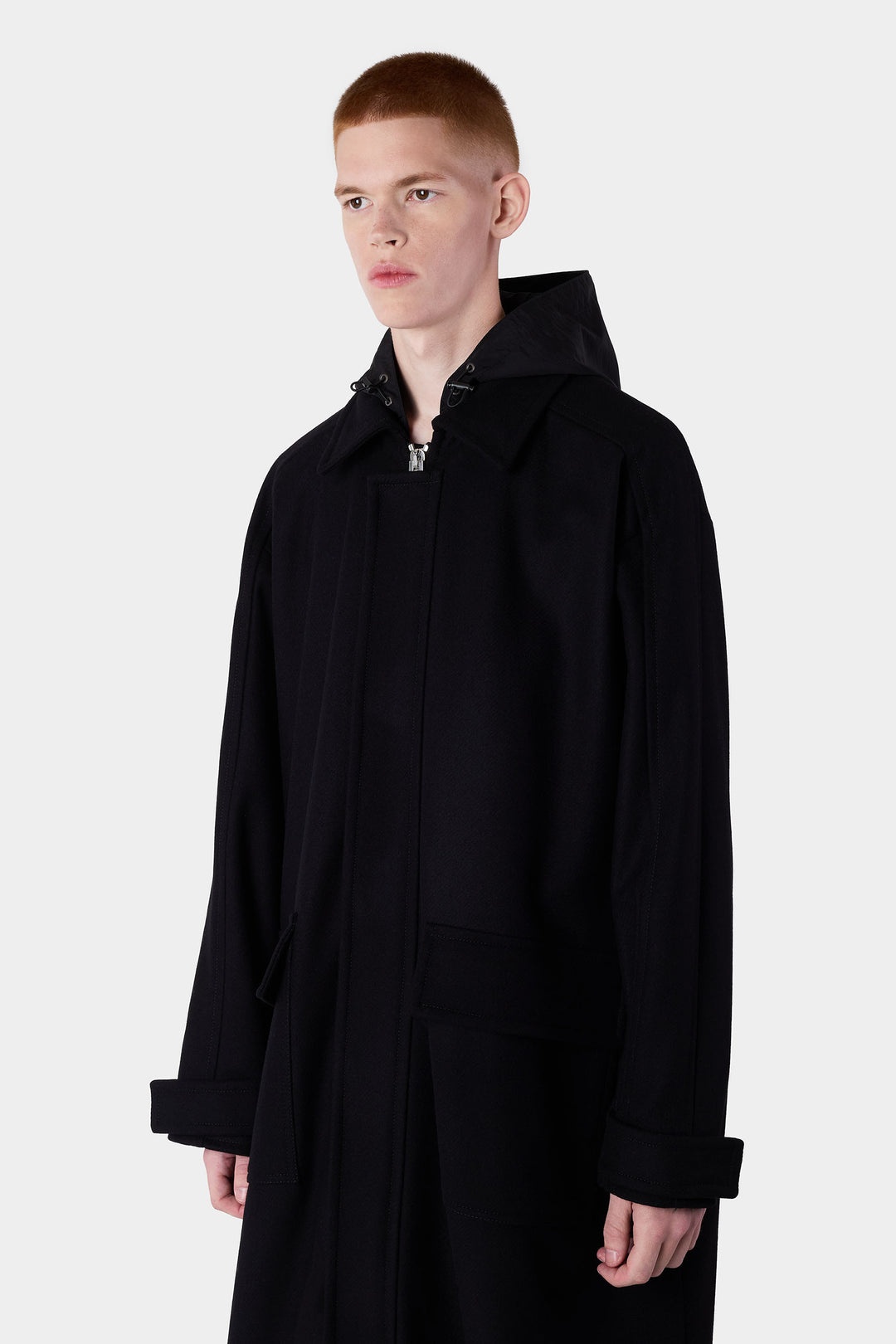 LONG CAR COAT / black - 3