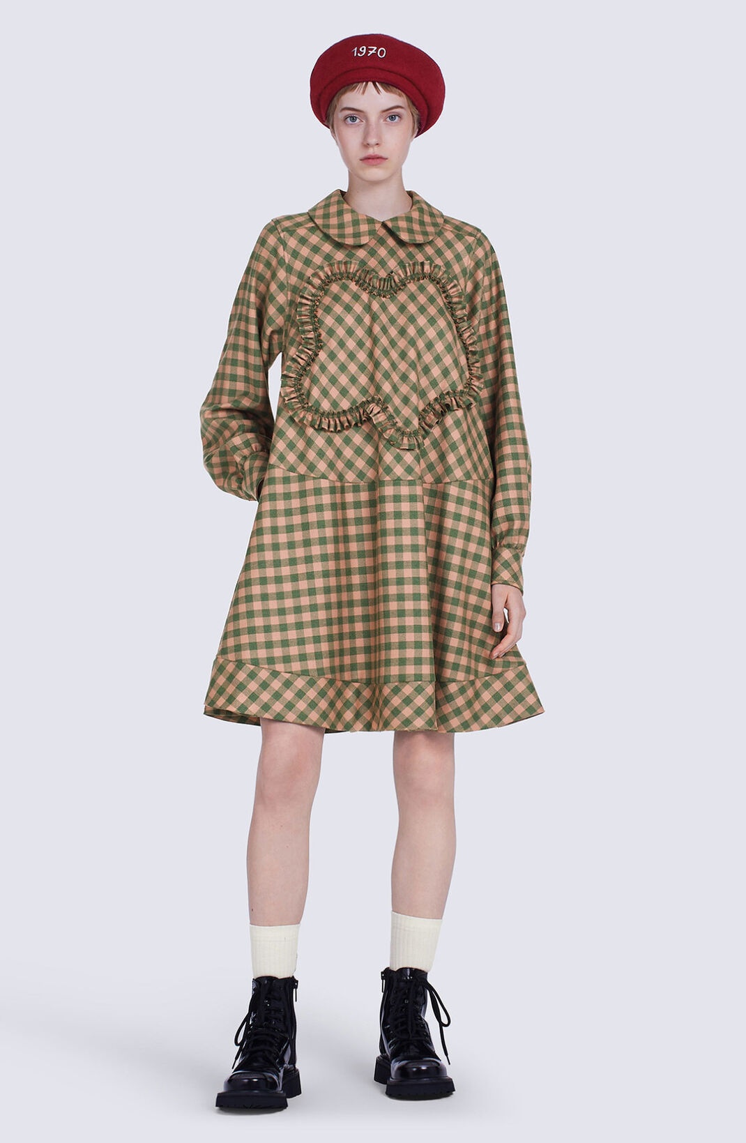 Flared gingham wool dress - 2