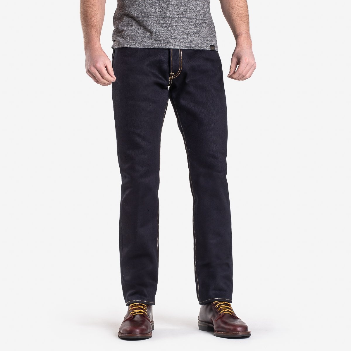 IH-888-XHSib 25oz Selvedge Denim Medium/High Rise Tapered Cut Jeans - Indigo/Black - 2