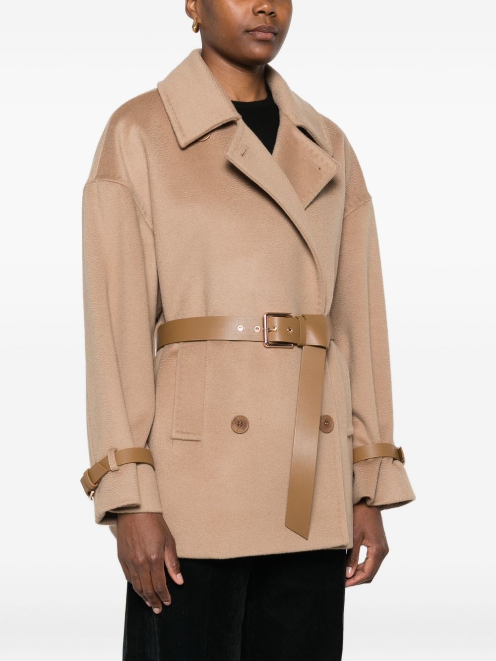 double-breasted belted coat - 3