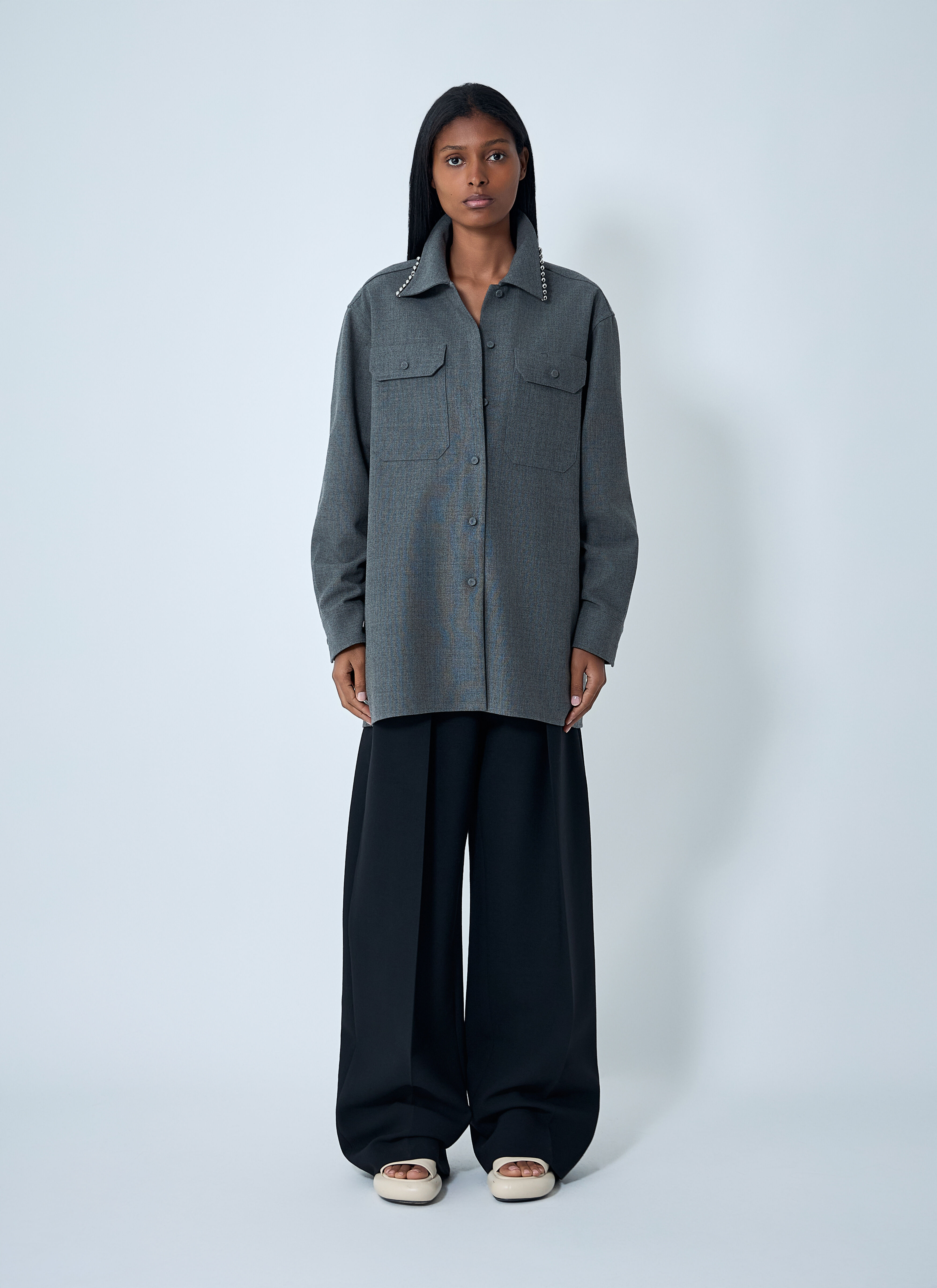 Bead Embellished Wool Shirt - 2