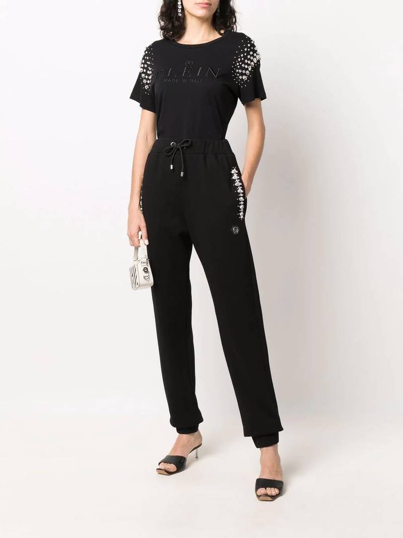 PHILIPP PLEIN crystal iconic-plein track pants outlook