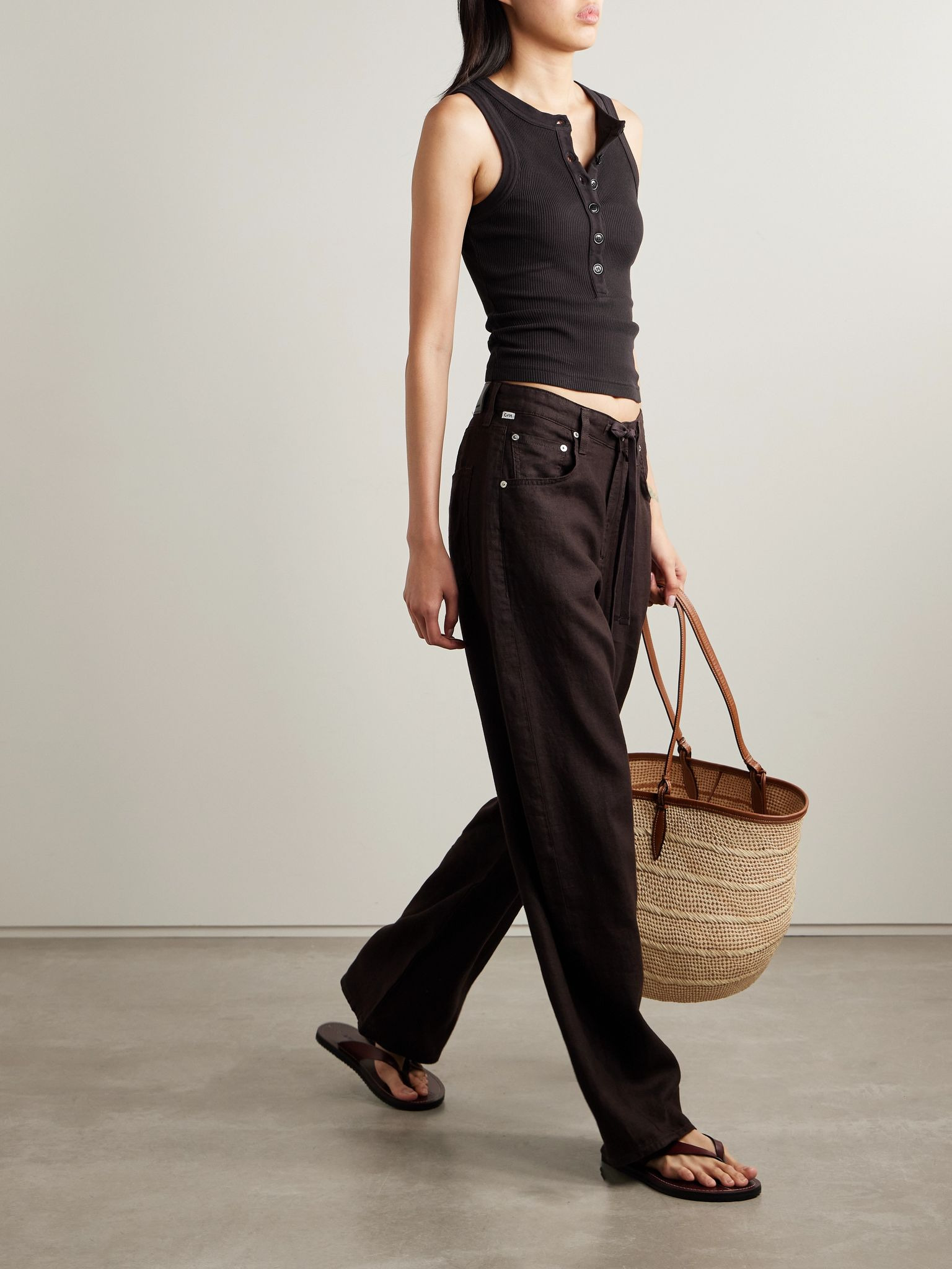 Caralyn ribbed jersey tank Dark brown - 2