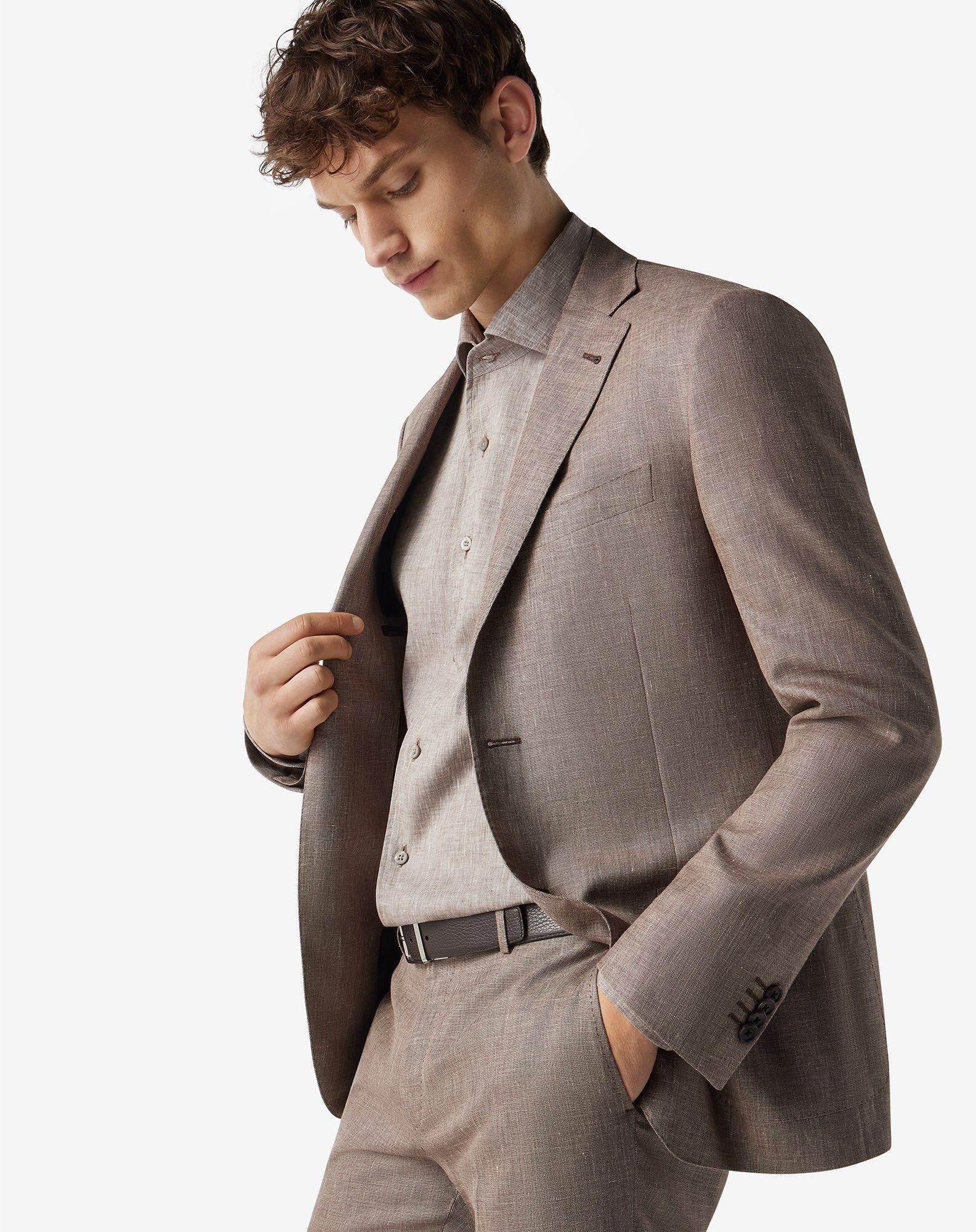 Light brown wool, linen and silk suit - 4