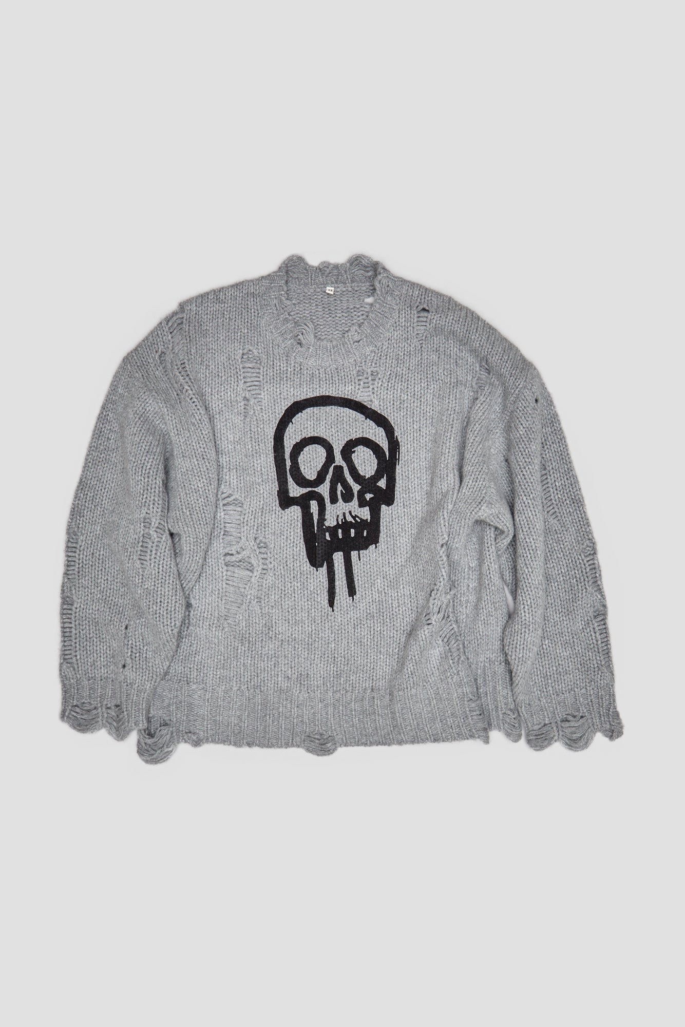 SKULL DRIP SWEATER - HEATHER GREY - 1